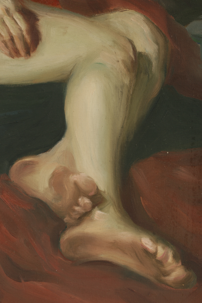 Original Oil Painting on Canvas of Seated Nude Woman