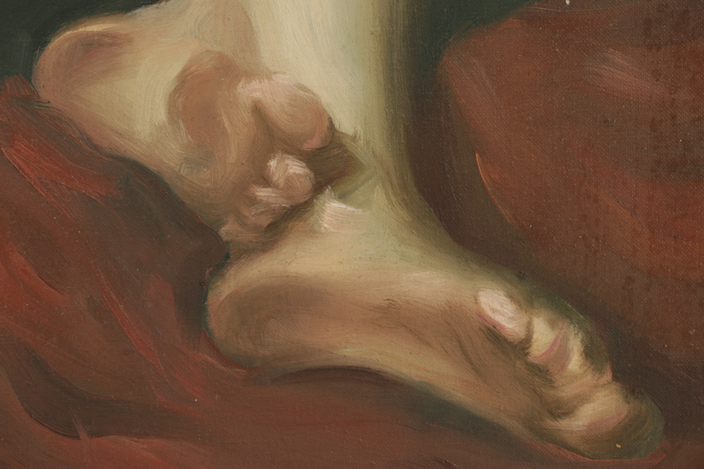 Original Oil Painting on Canvas of Seated Nude Woman