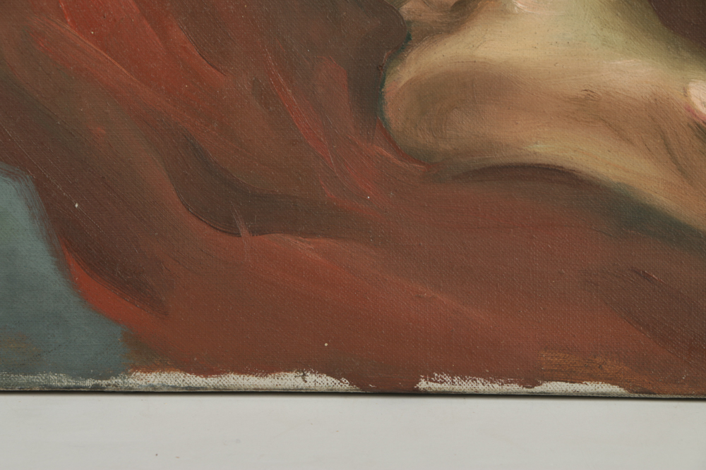 Original Oil Painting on Canvas of Seated Nude Woman