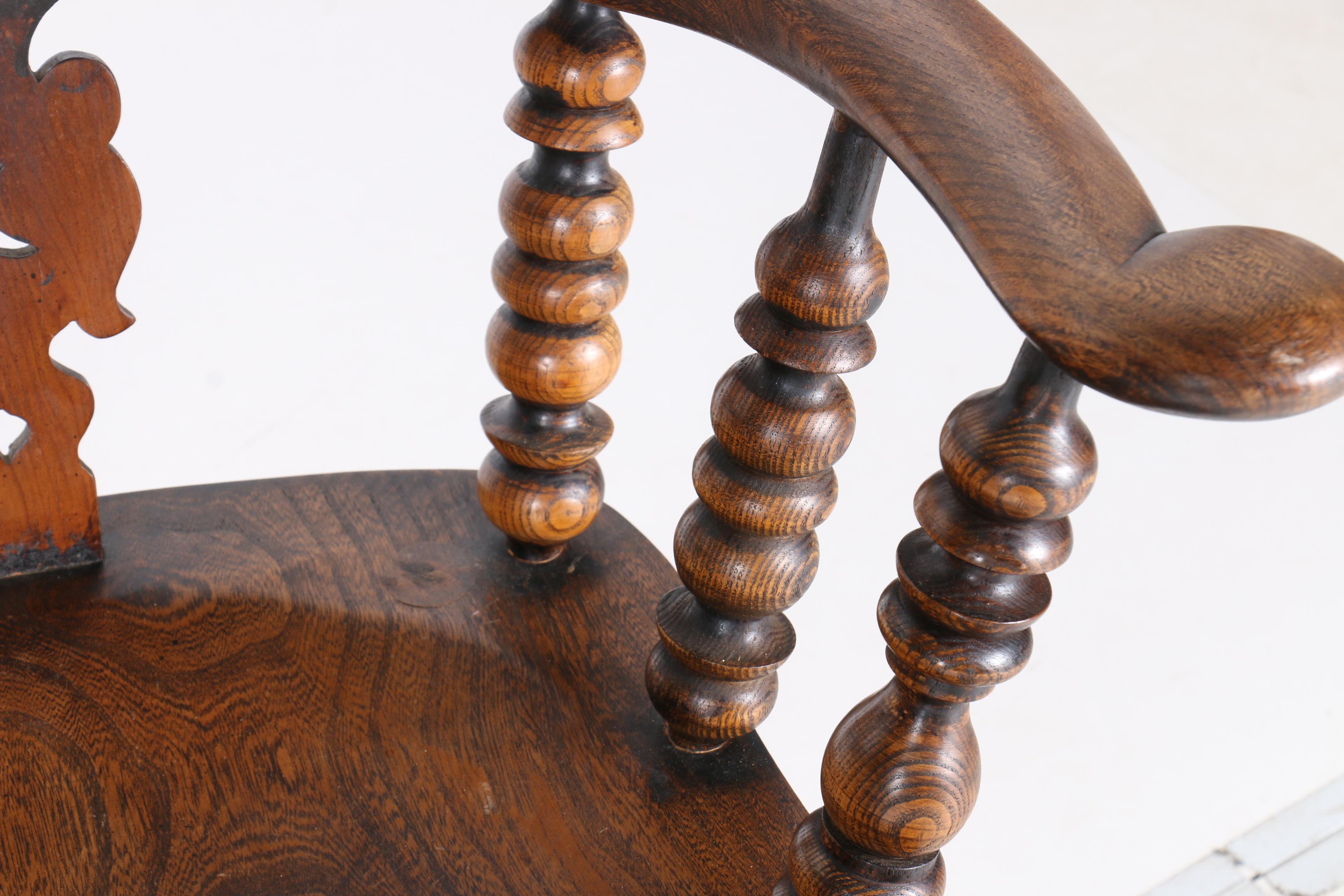 Pair of Robust Windsor Arm Chairs in Solid Oak