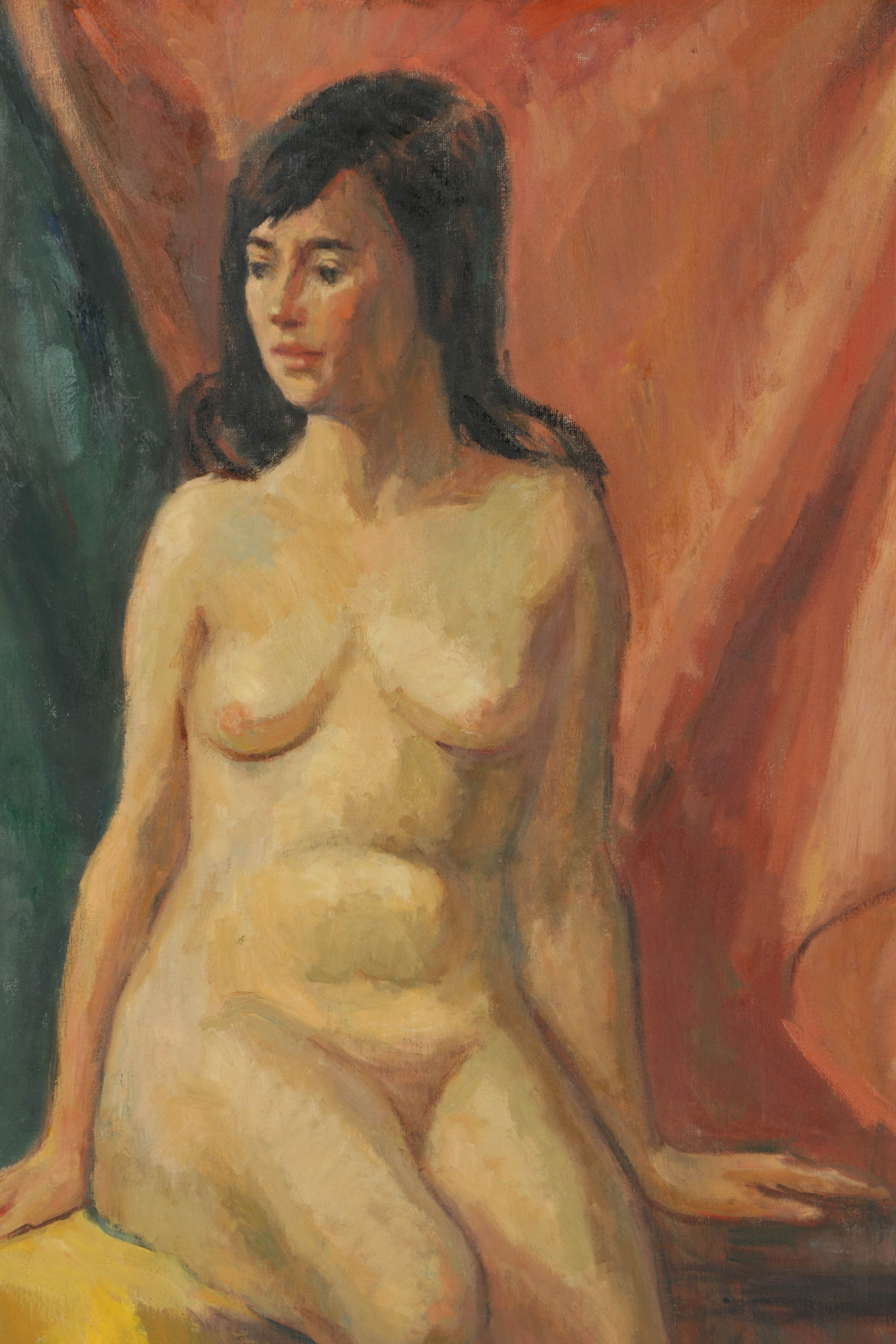 Vivian Reed Oil Painting on Canvas of Seated Nude Woman