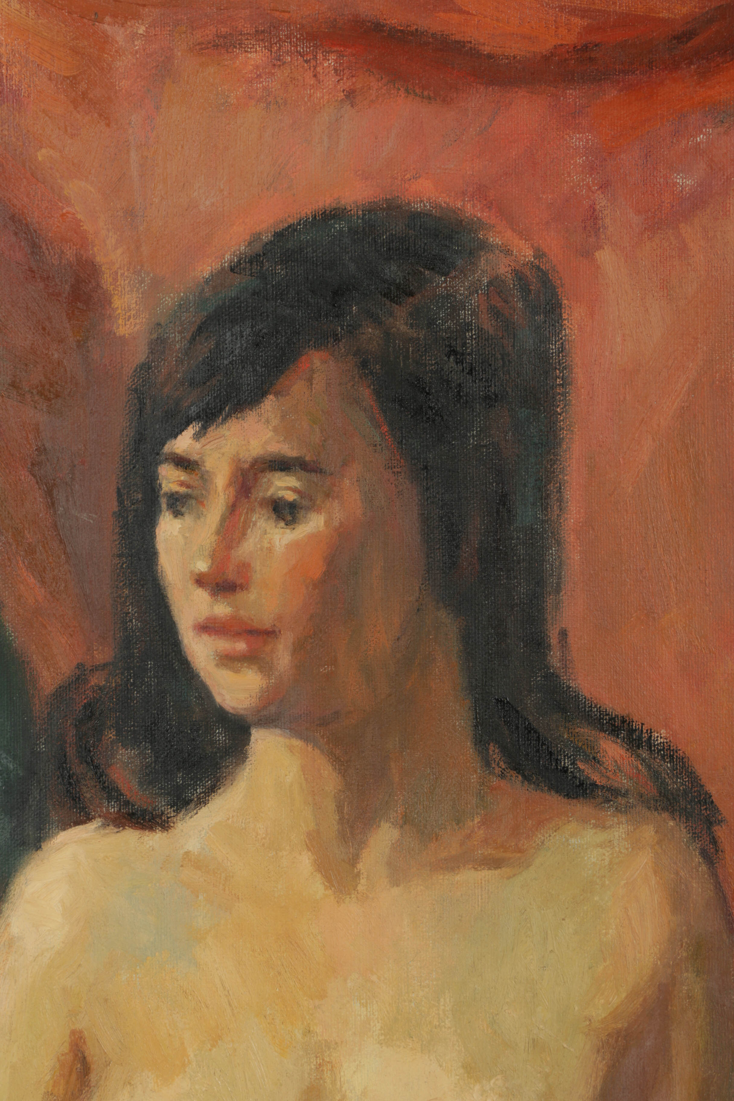 Vivian Reed Oil Painting on Canvas of Seated Nude Woman