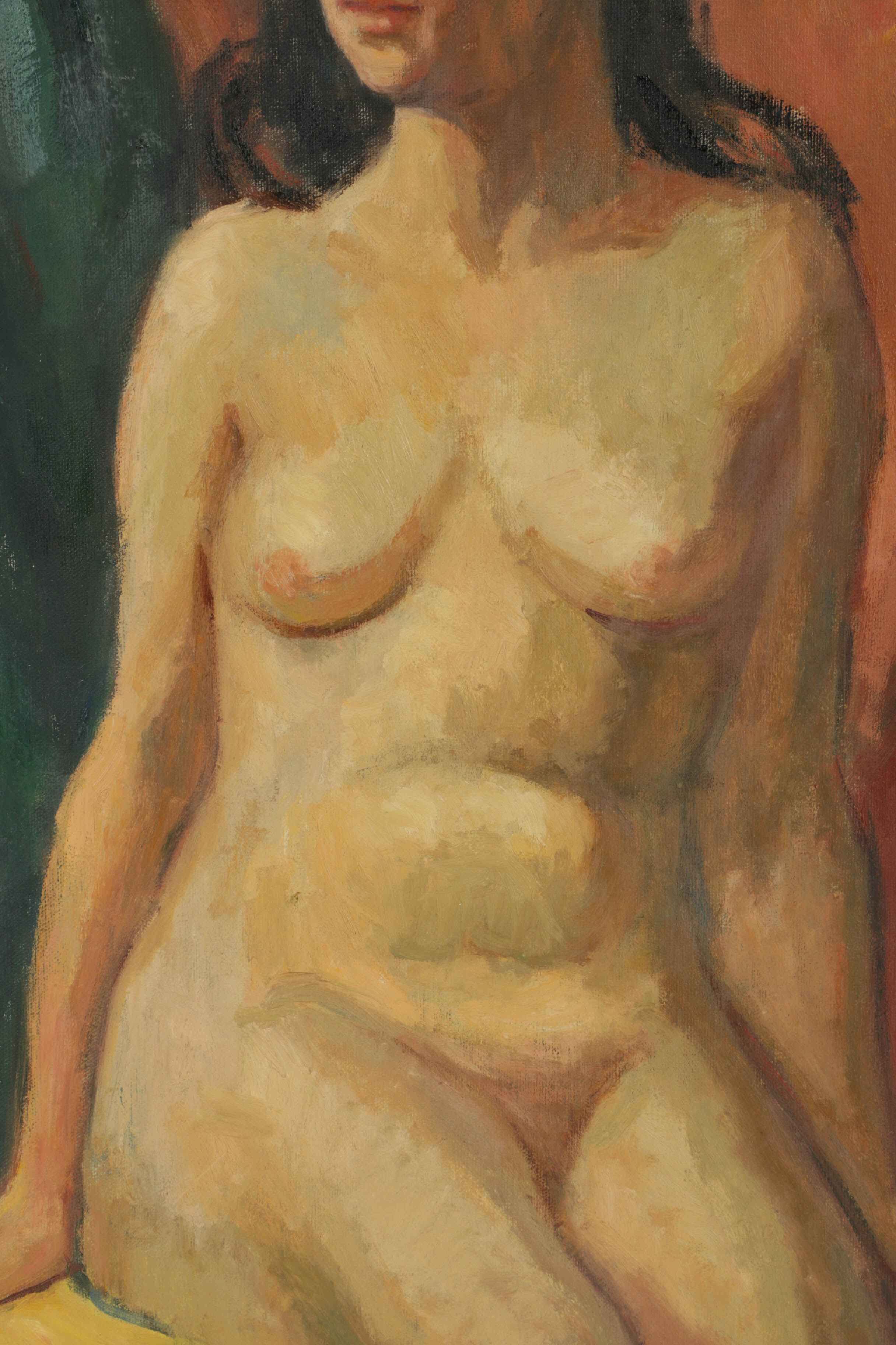 Vivian Reed Oil Painting on Canvas of Seated Nude Woman