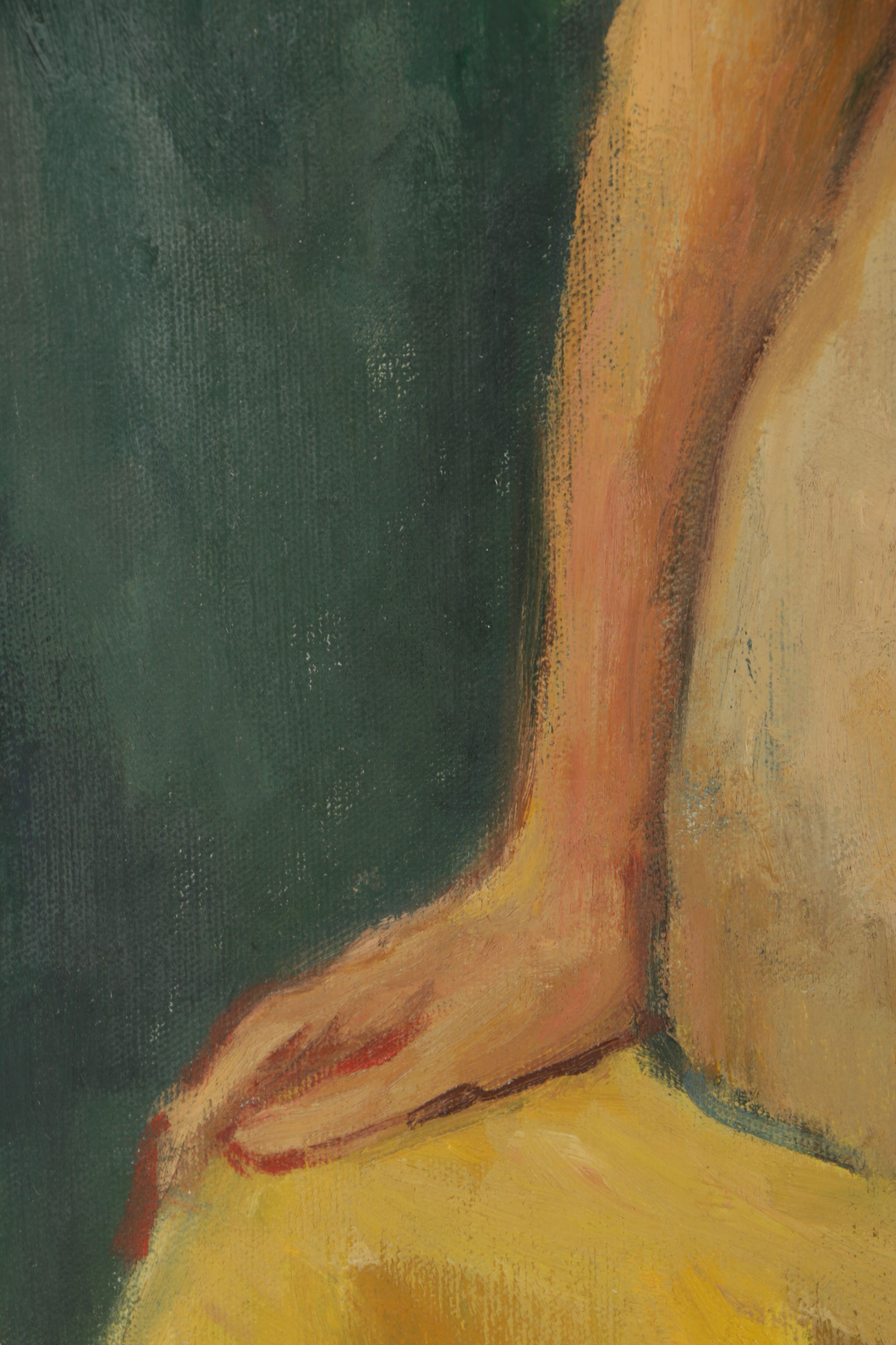 Vivian Reed Oil Painting on Canvas of Seated Nude Woman