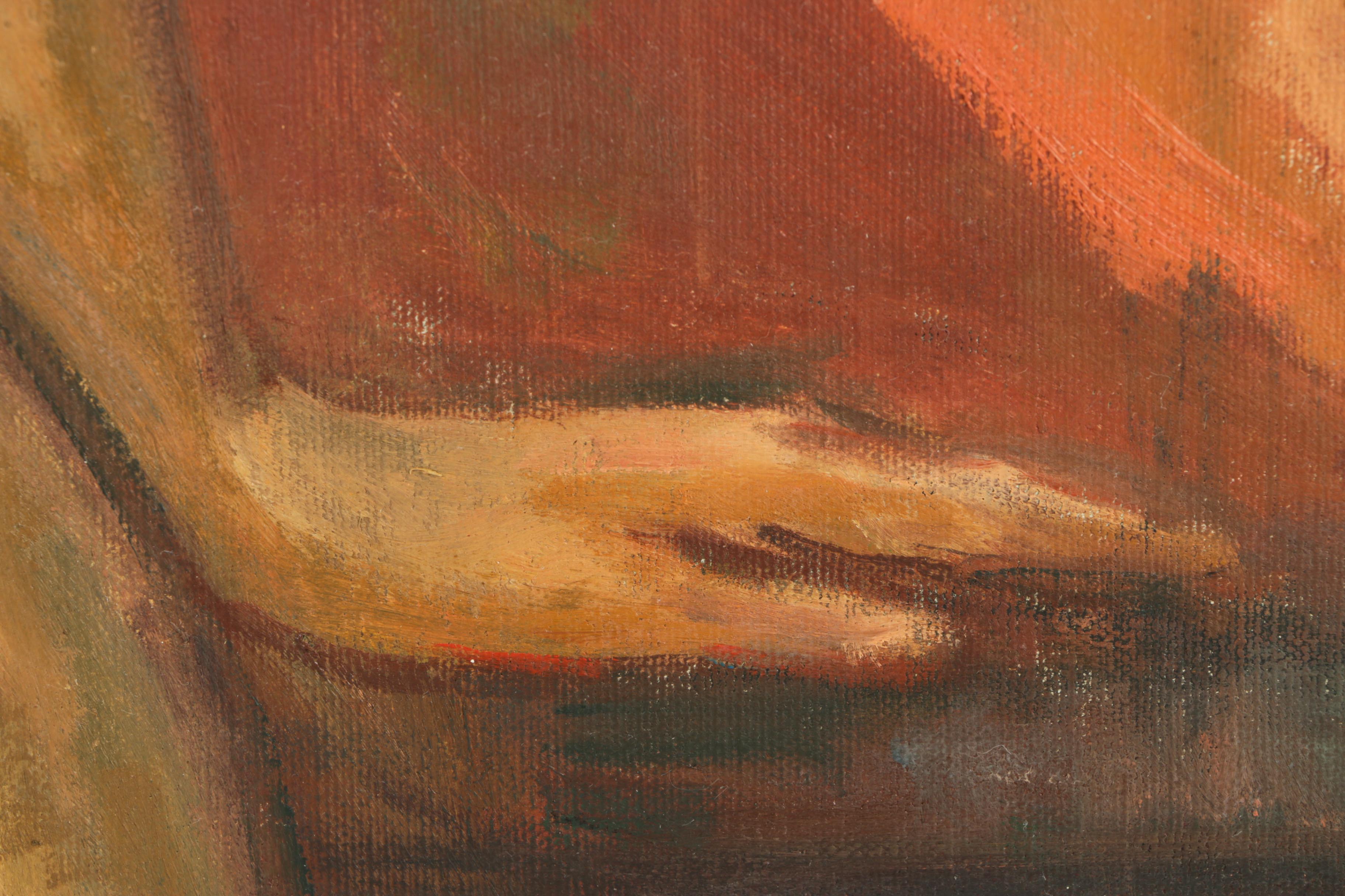 Vivian Reed Oil Painting on Canvas of Seated Nude Woman