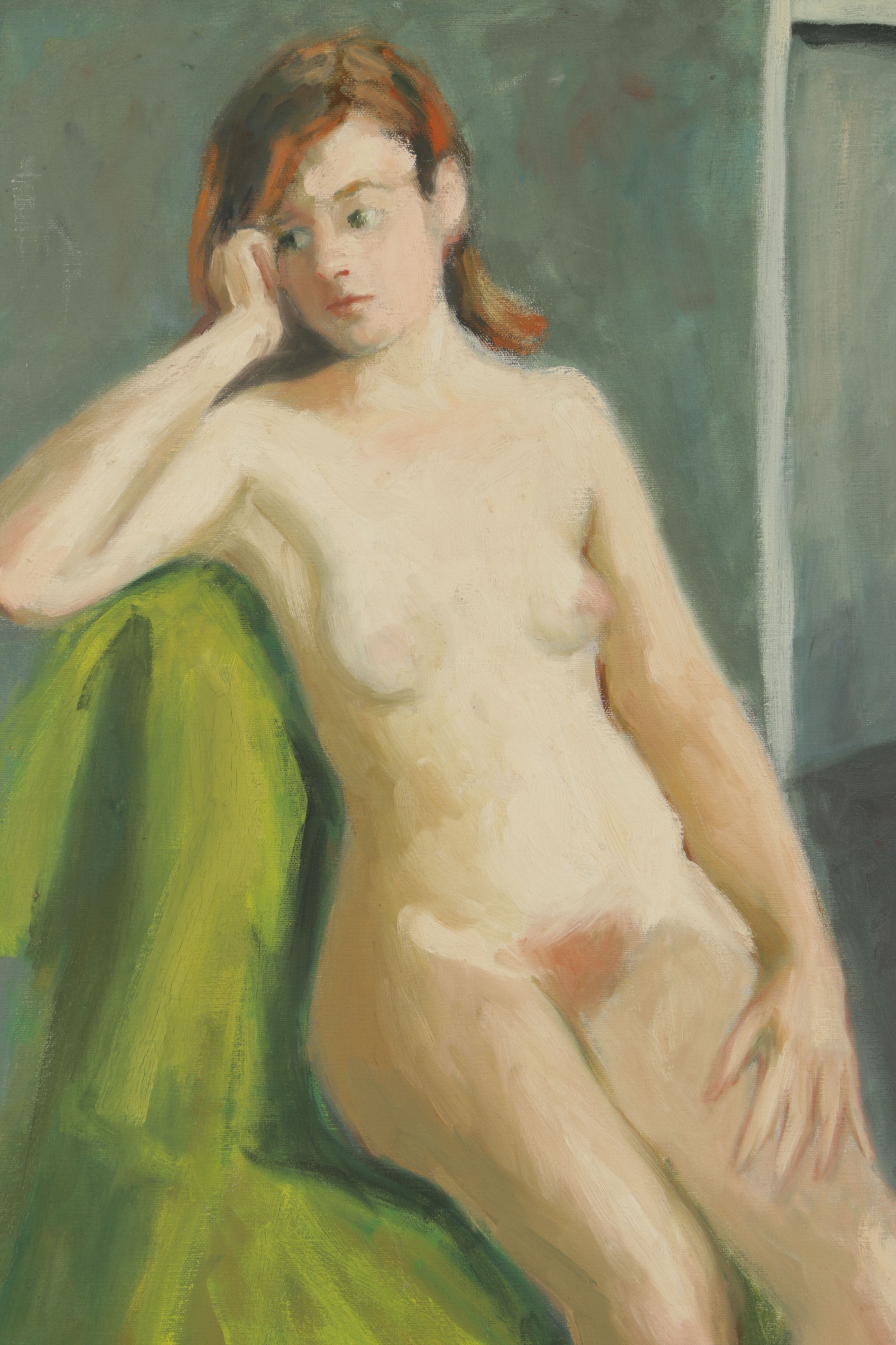 Original Oil Painting on Canvas of Seated Nude Woman