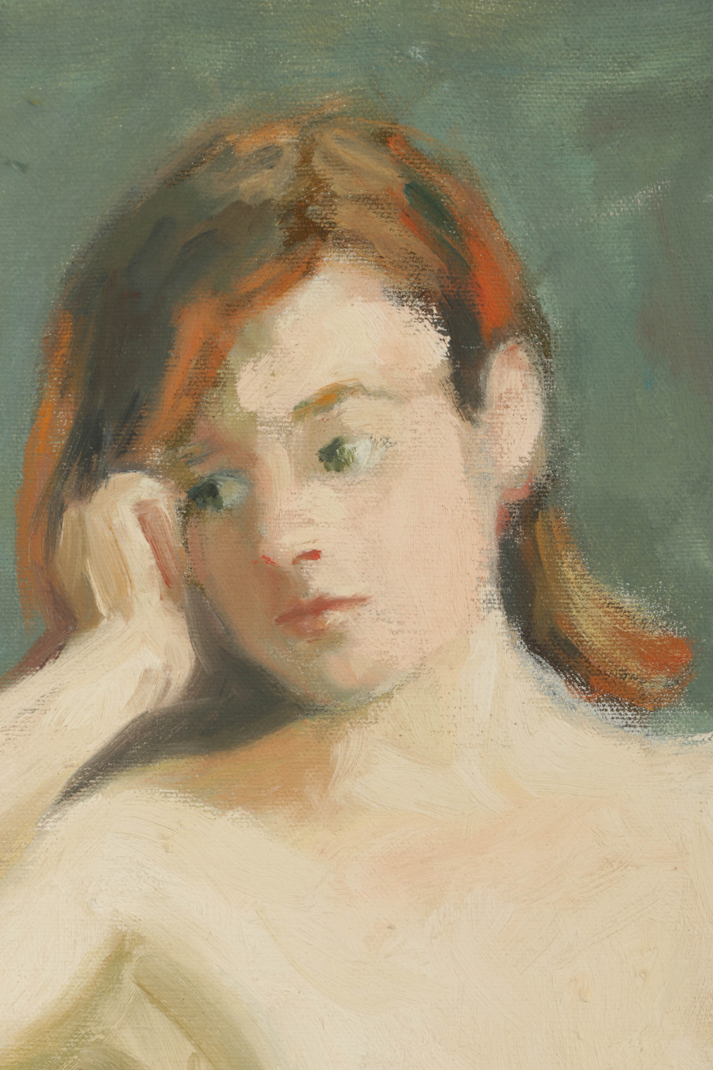 Original Oil Painting on Canvas of Seated Nude Woman