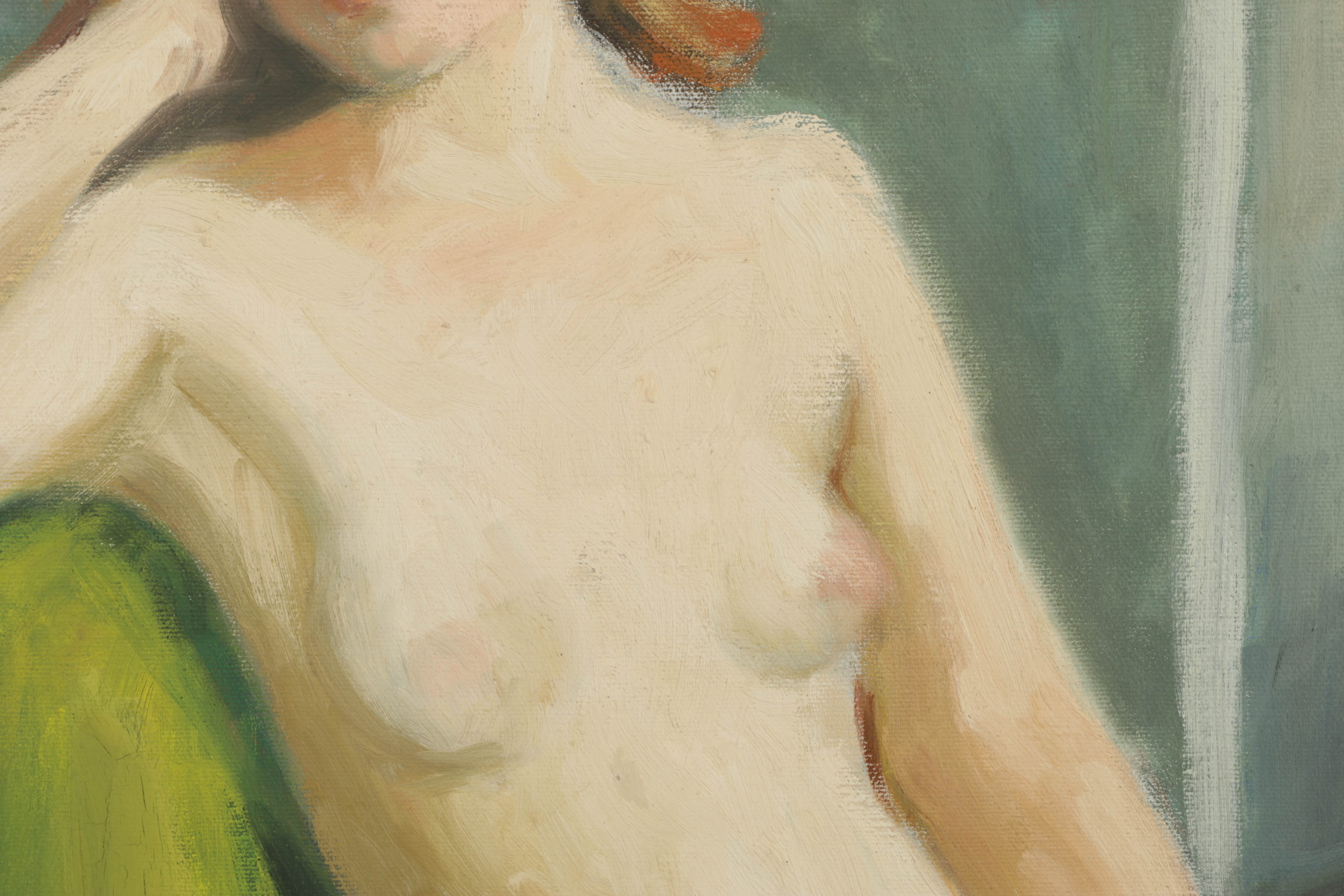 Original Oil Painting on Canvas of Seated Nude Woman