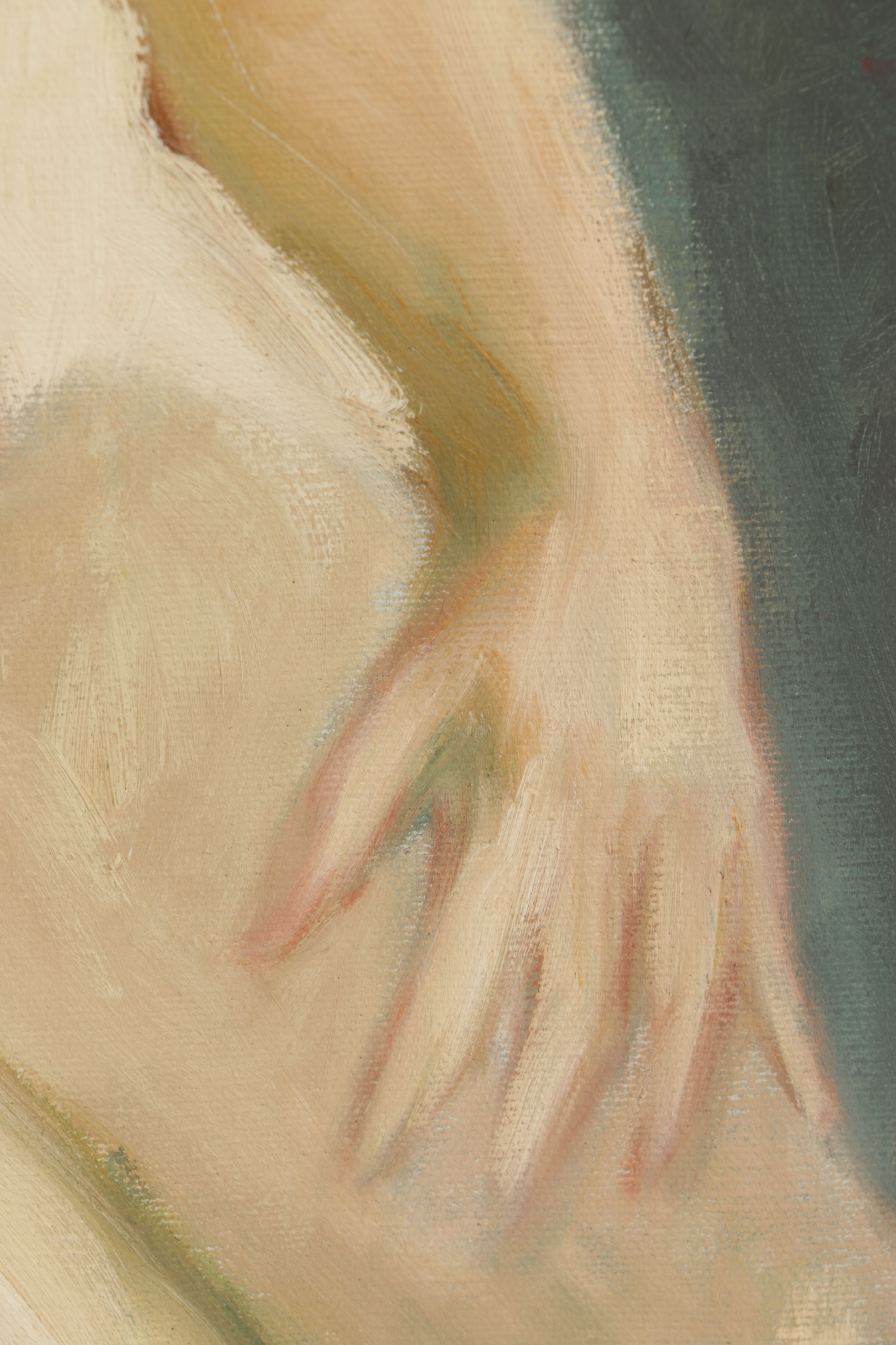 Original Oil Painting on Canvas of Seated Nude Woman