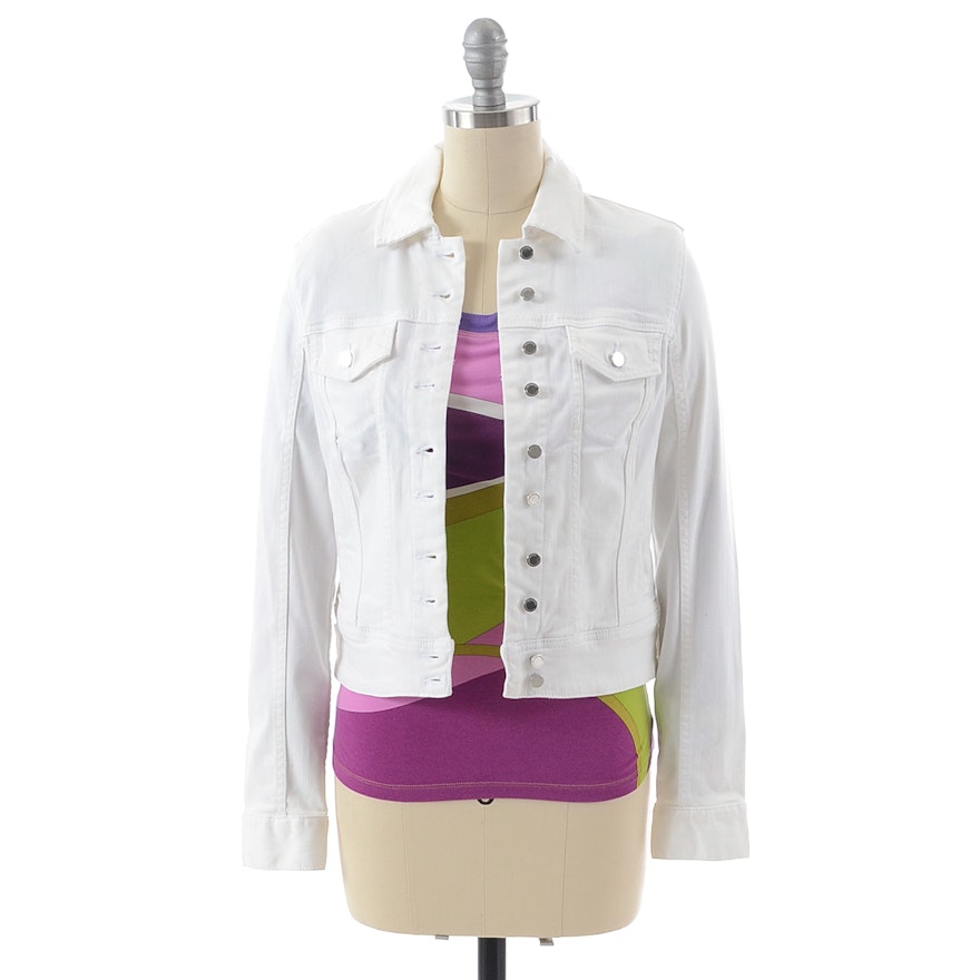 Emilio Pucci Top and Blank NYC White Denim Jacket