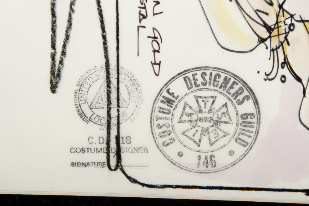 "Jeannie" Ink on Paper Costume Sketch with Photo of Barbara Eden in Outfit from 1985