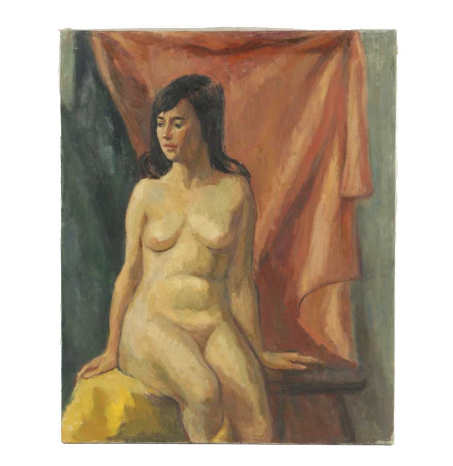 Vivian Reed Oil Painting on Canvas of Seated Nude Woman