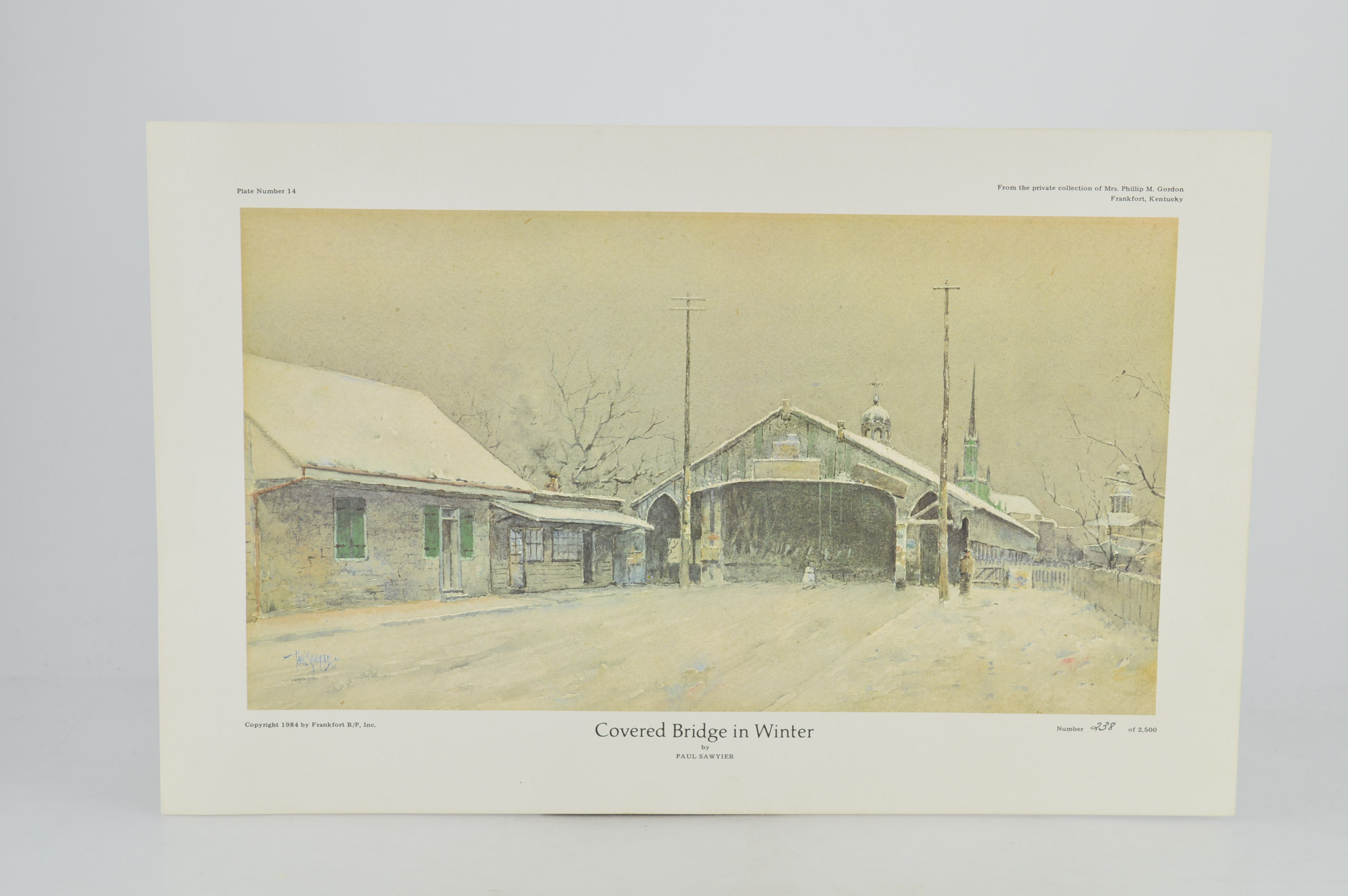 Paul Sawyier Limited Edition Prints "The Covered Bridge," "Frankfort's Bridge Street" and "Covered Bridge in Winter"