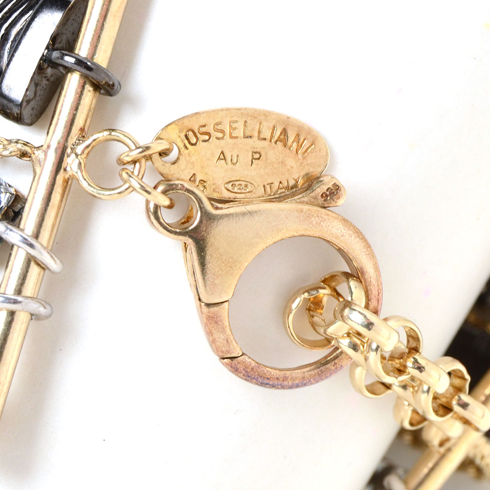 Iosselliani Two Tone Multi-Strand Chain Crystal Encrusted Bracelet