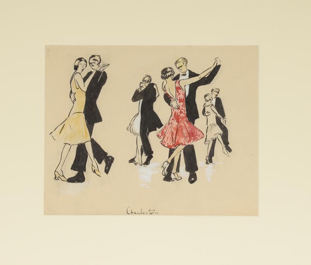 Charleston Original Antique Gouache and Watercolor Painting