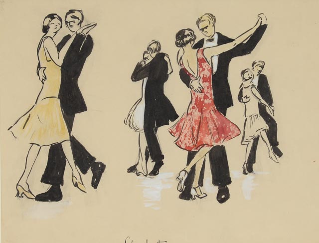 Charleston Original Antique Gouache and Watercolor Painting