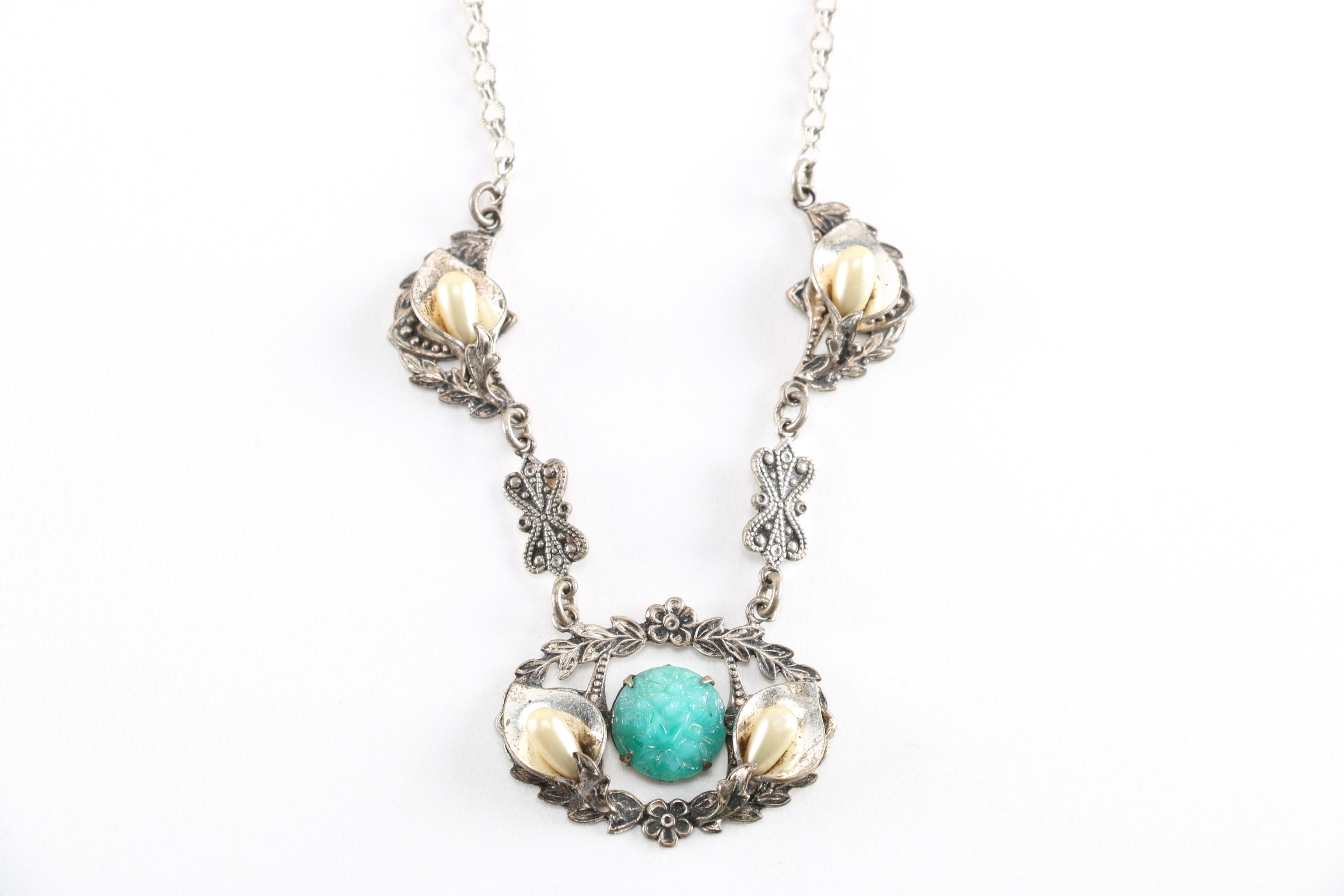 Assortment of Silver Tone Costume Jewelry Featuring Swarovski