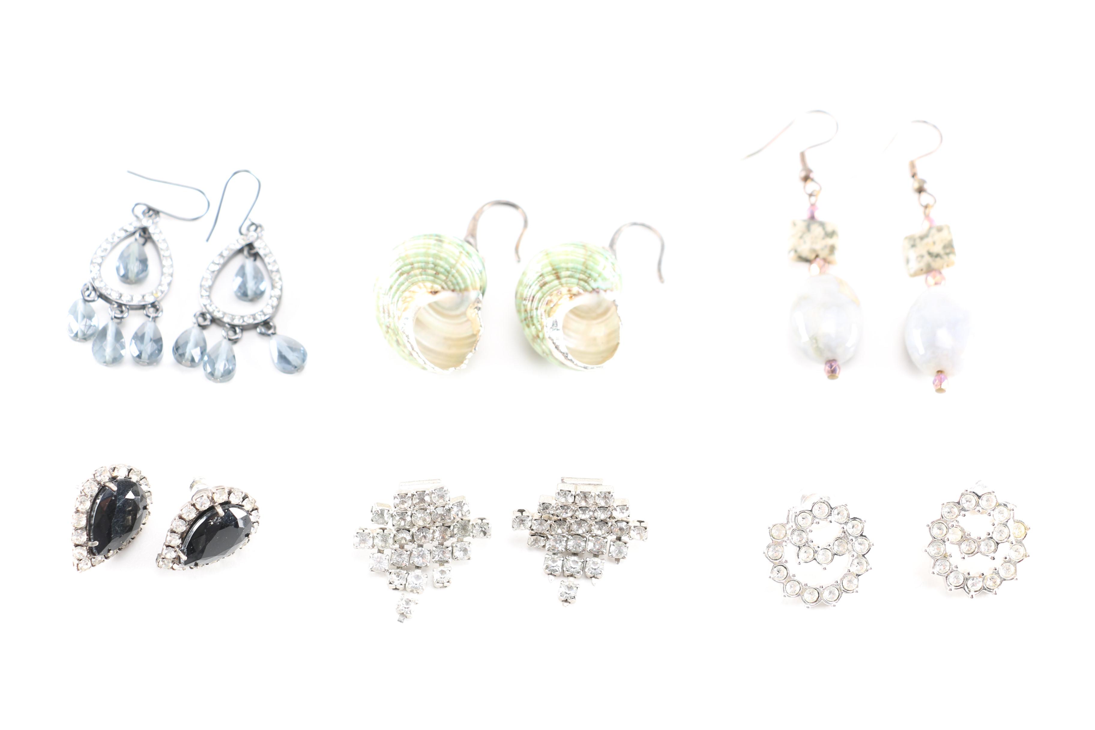 Assortment of Silver Tone Costume Jewelry Featuring Swarovski