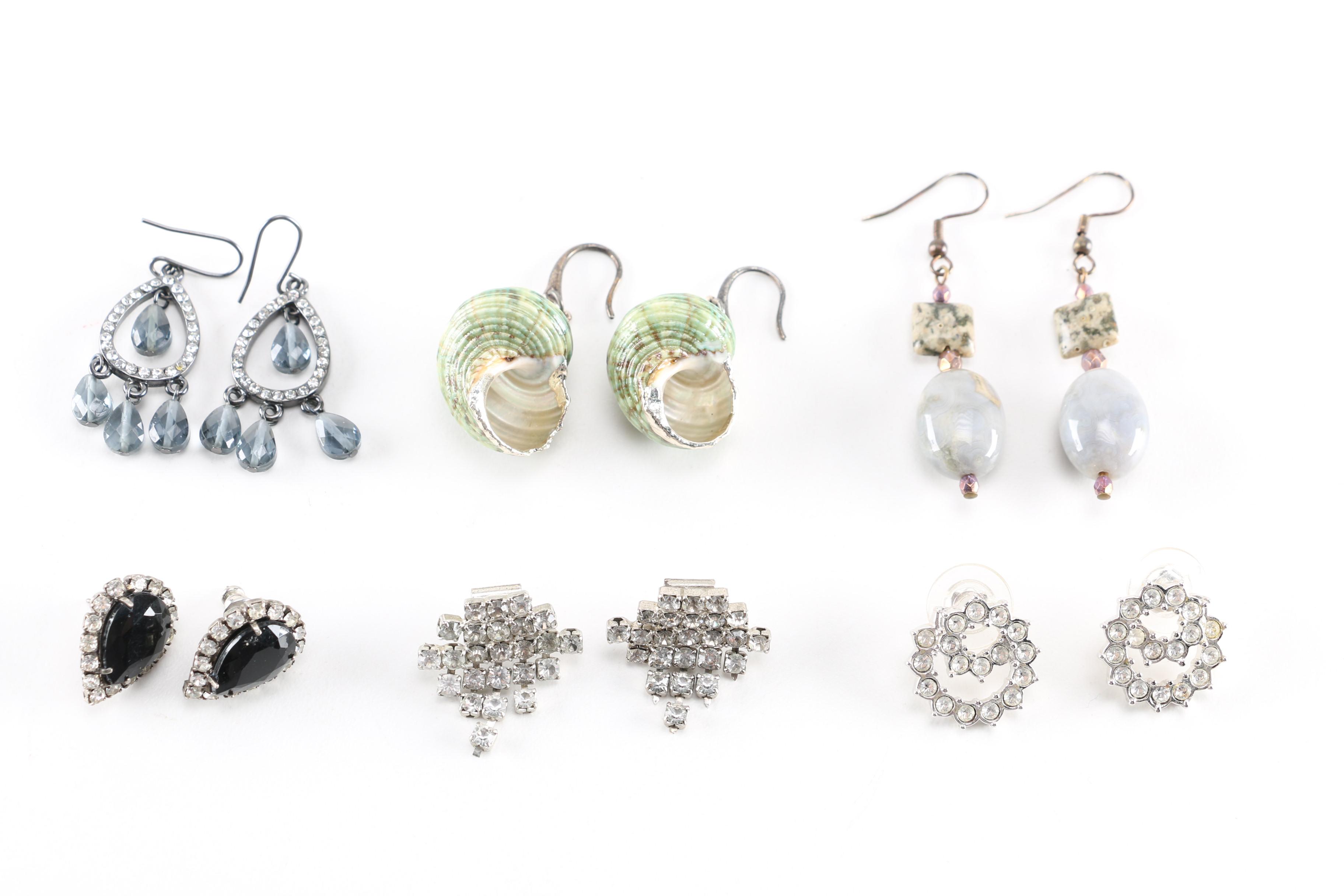 Assortment of Silver Tone Costume Jewelry Featuring Swarovski