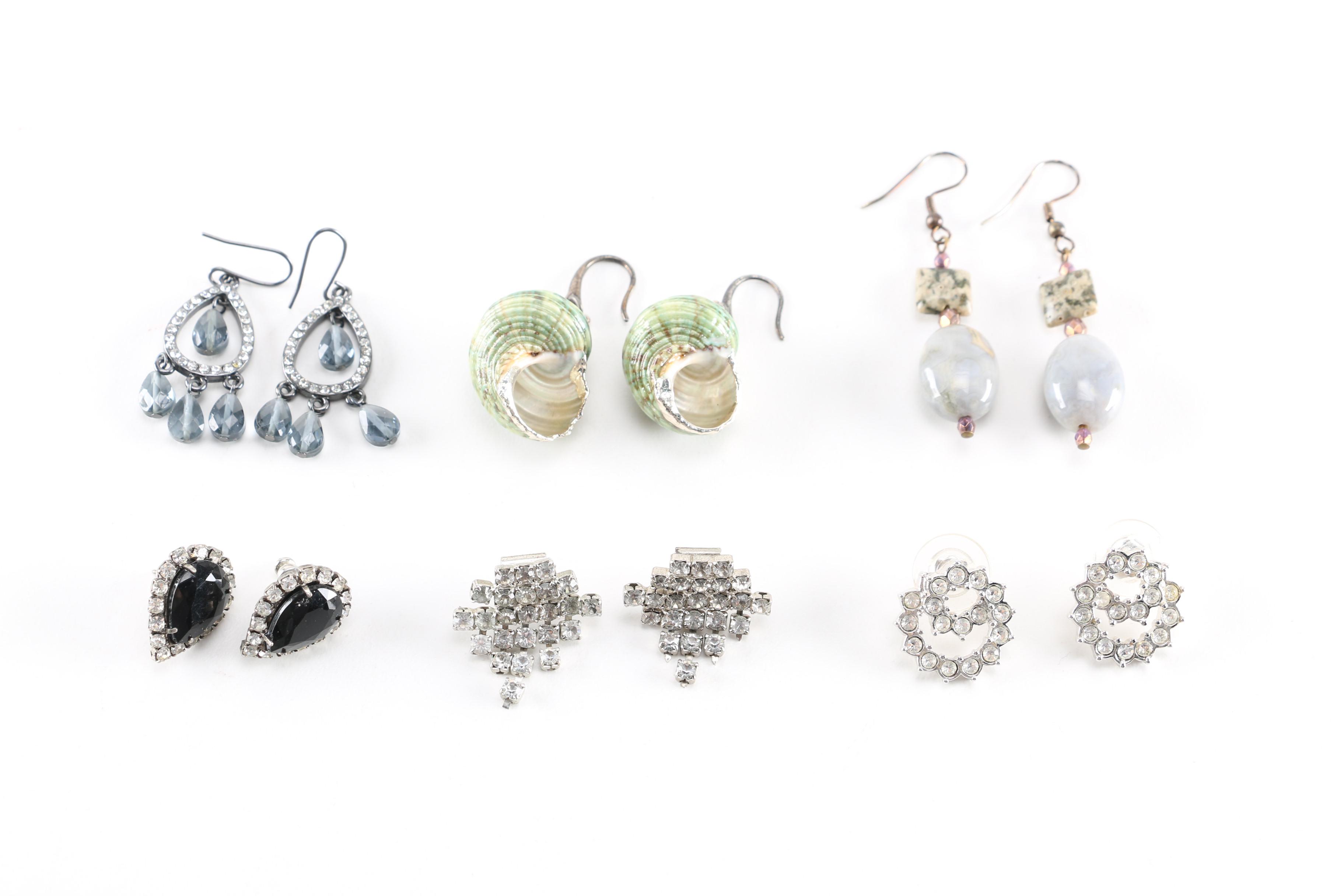 Assortment of Silver Tone Costume Jewelry Featuring Swarovski