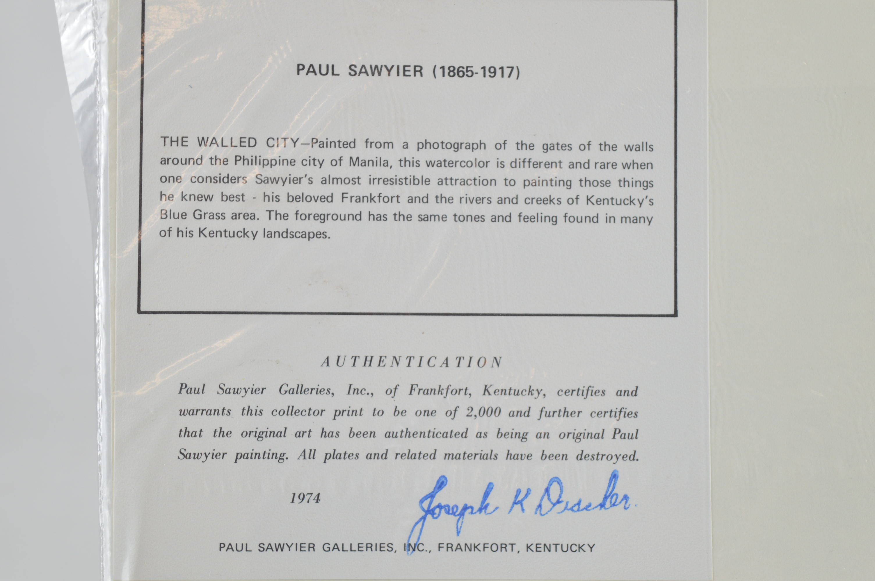 Paul Sawyier Limited Edition Prints "Secluded Byway," "The Walled City" and "Path Less Traveled By"