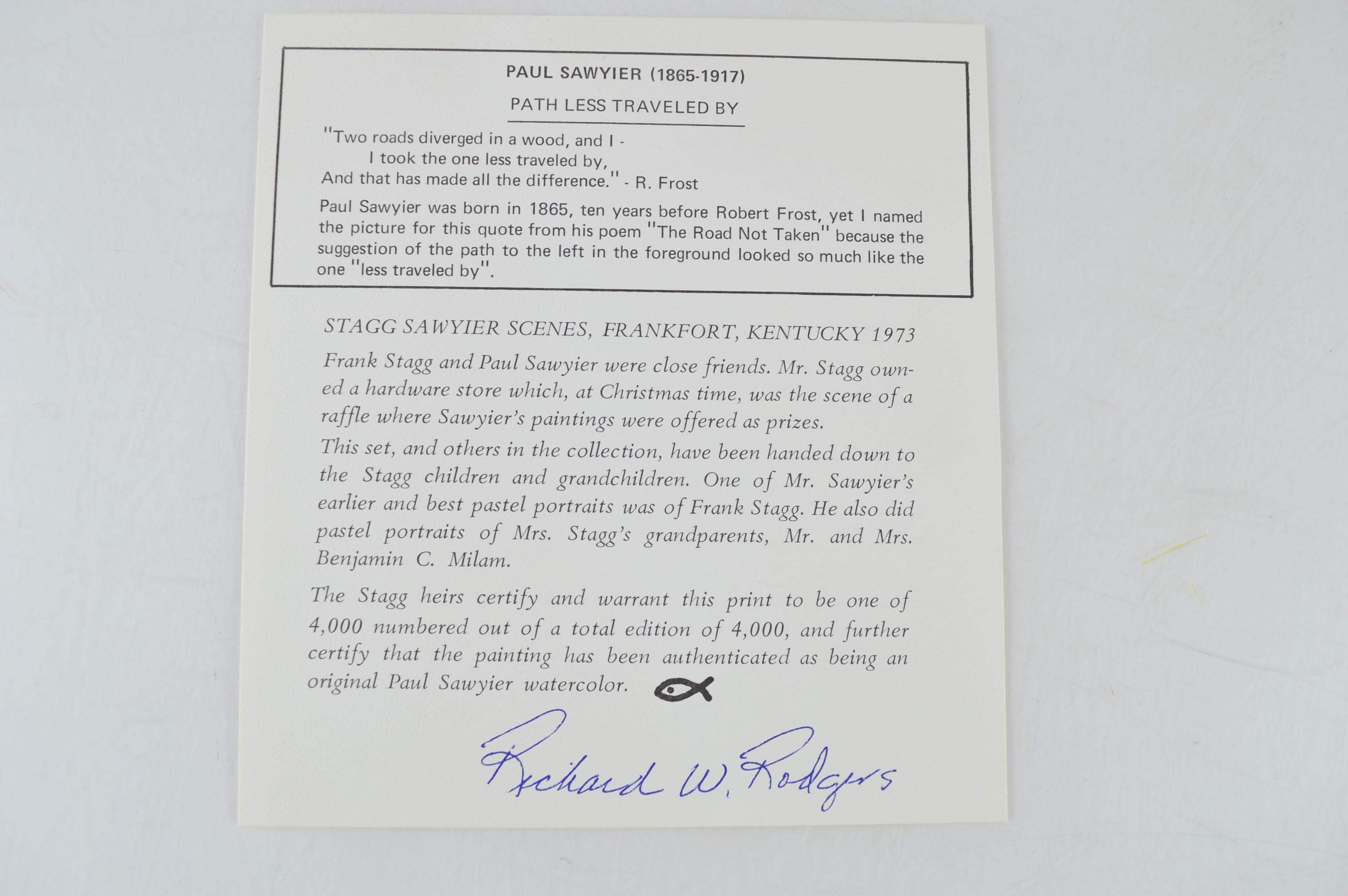 Paul Sawyier Limited Edition Prints "Secluded Byway," "The Walled City" and "Path Less Traveled By"