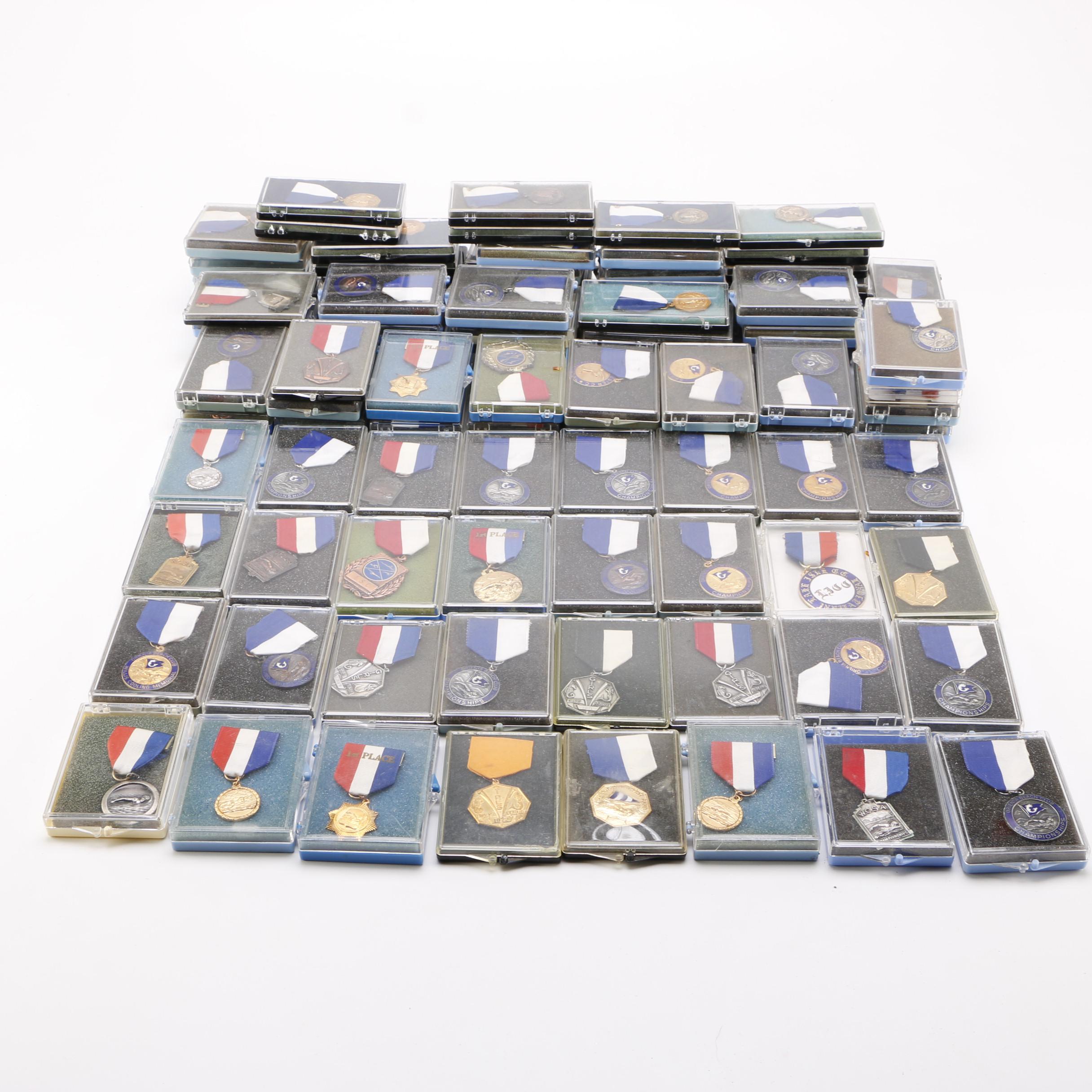Large Vintage Group of Swimming Medals