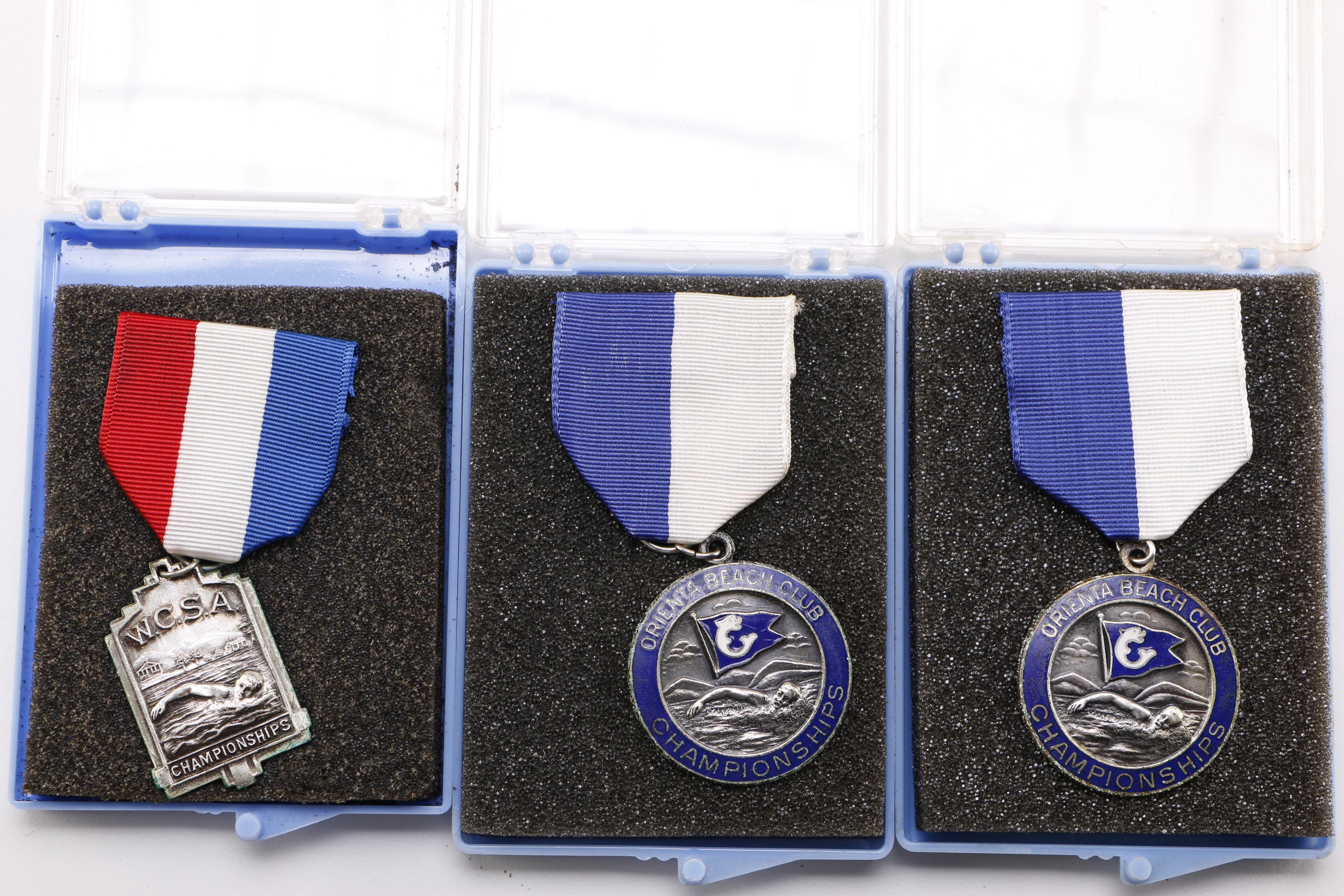 Large Vintage Group of Swimming Medals