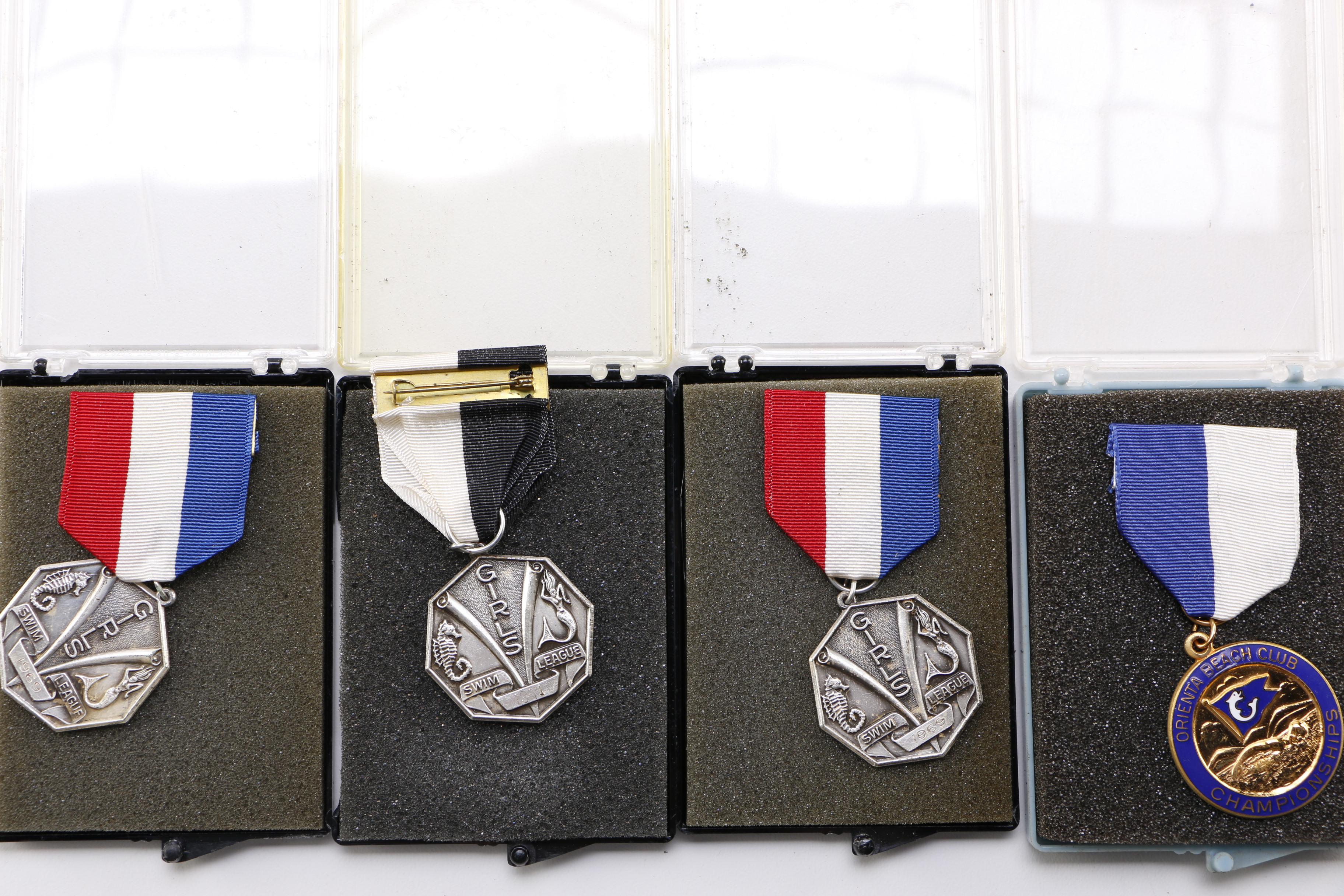 Large Vintage Group of Swimming Medals