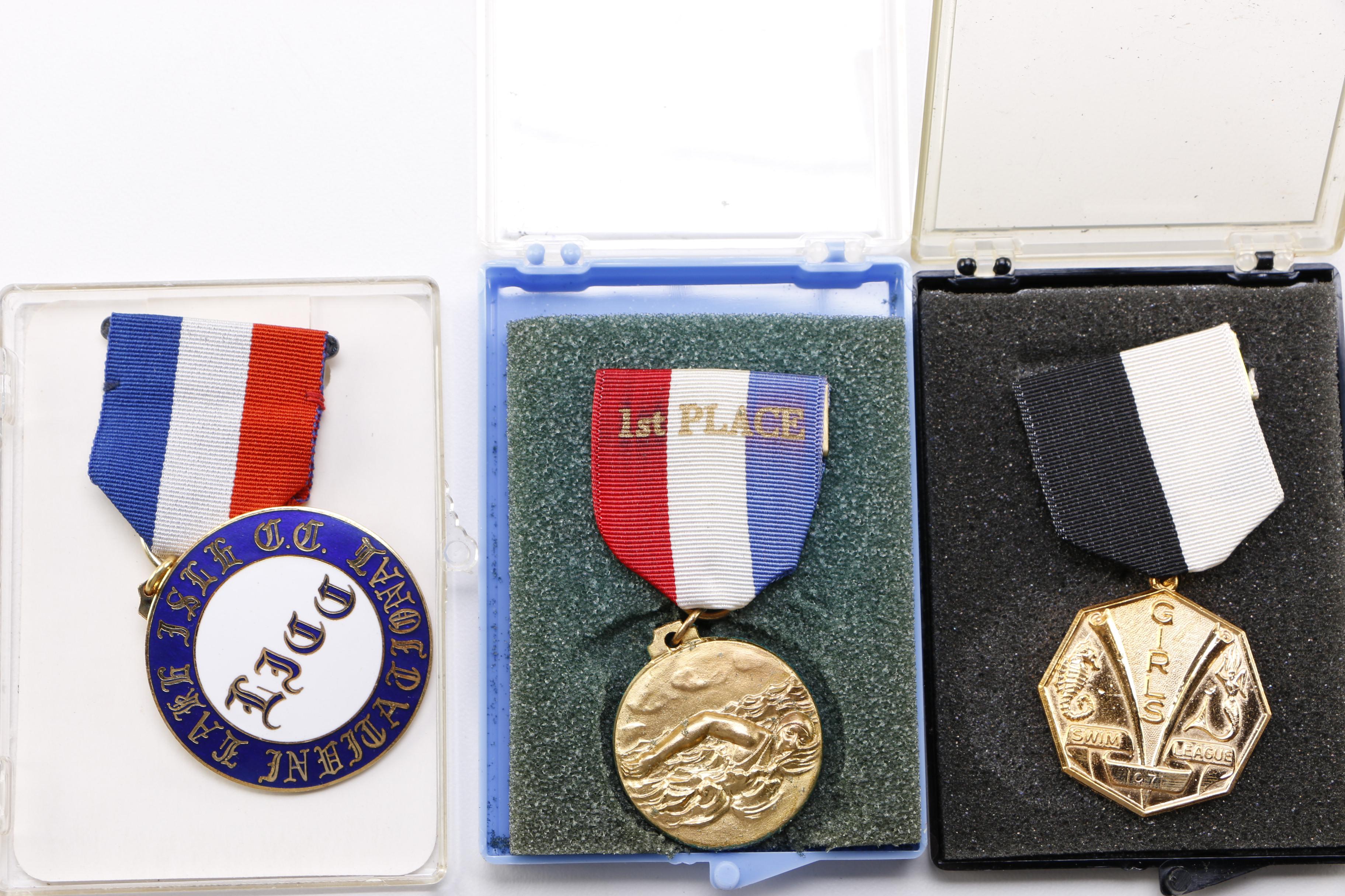 Large Vintage Group of Swimming Medals