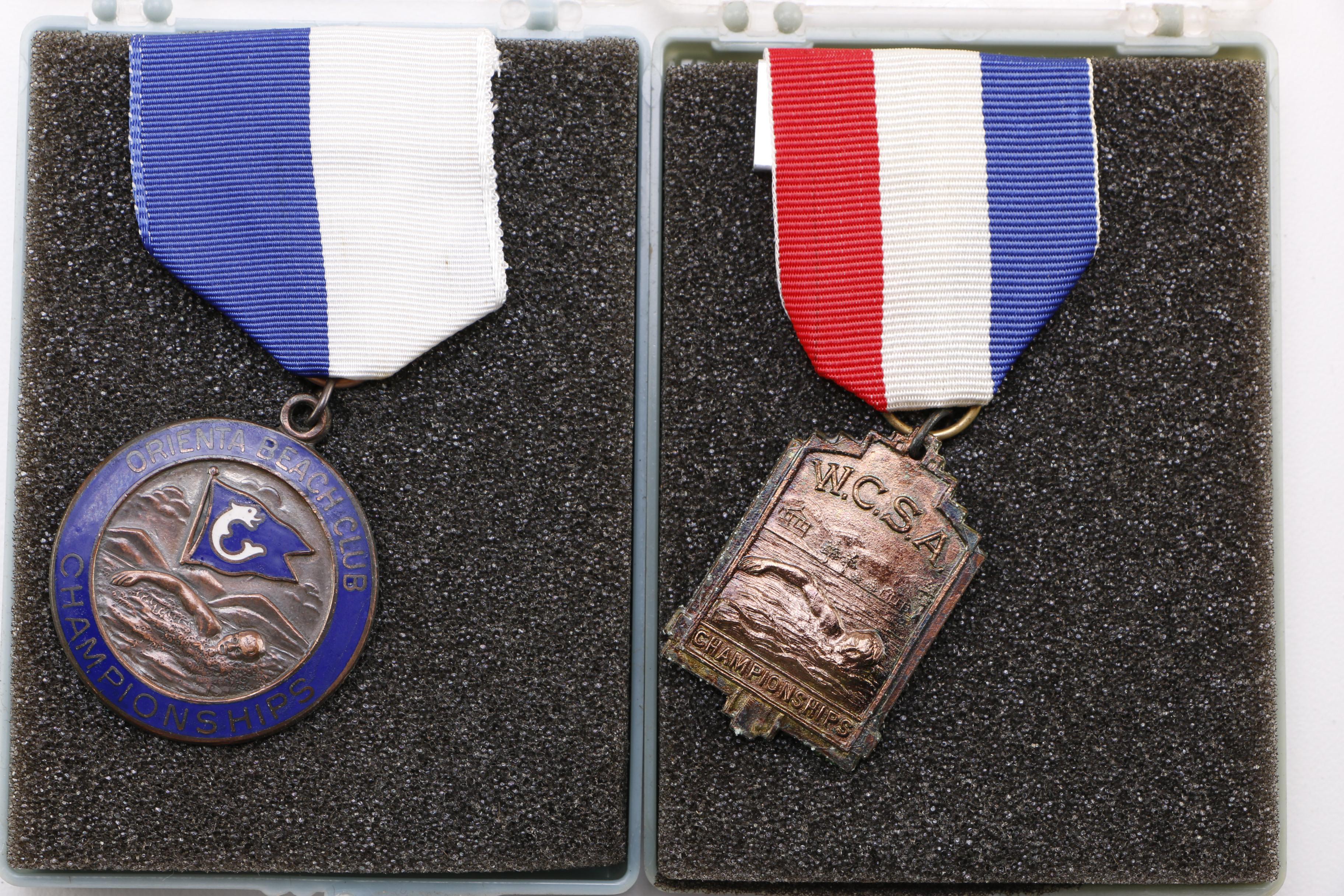Large Vintage Group of Swimming Medals