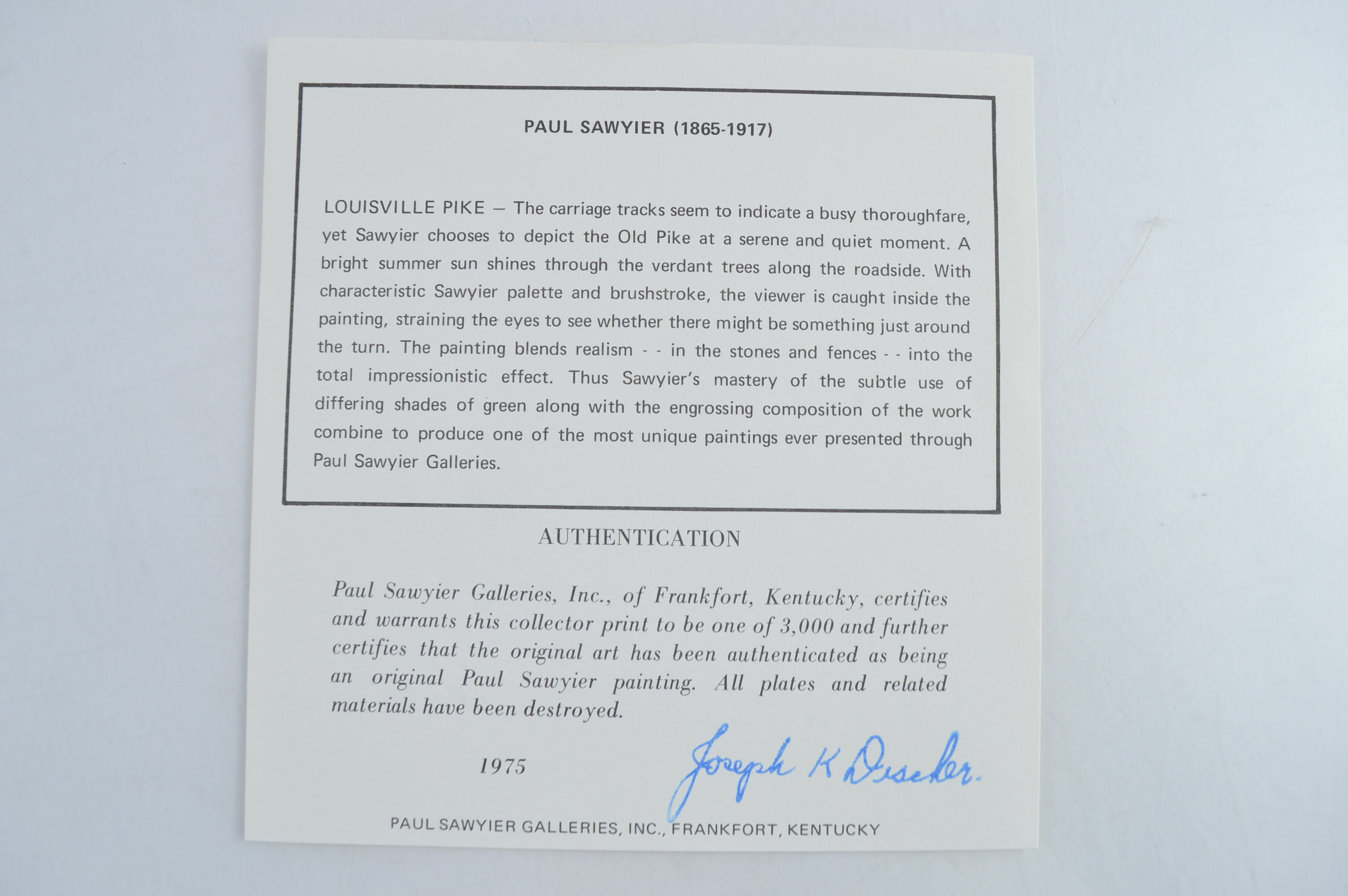 Paul Sawyier Limited Edition Print "Louisville Pike"