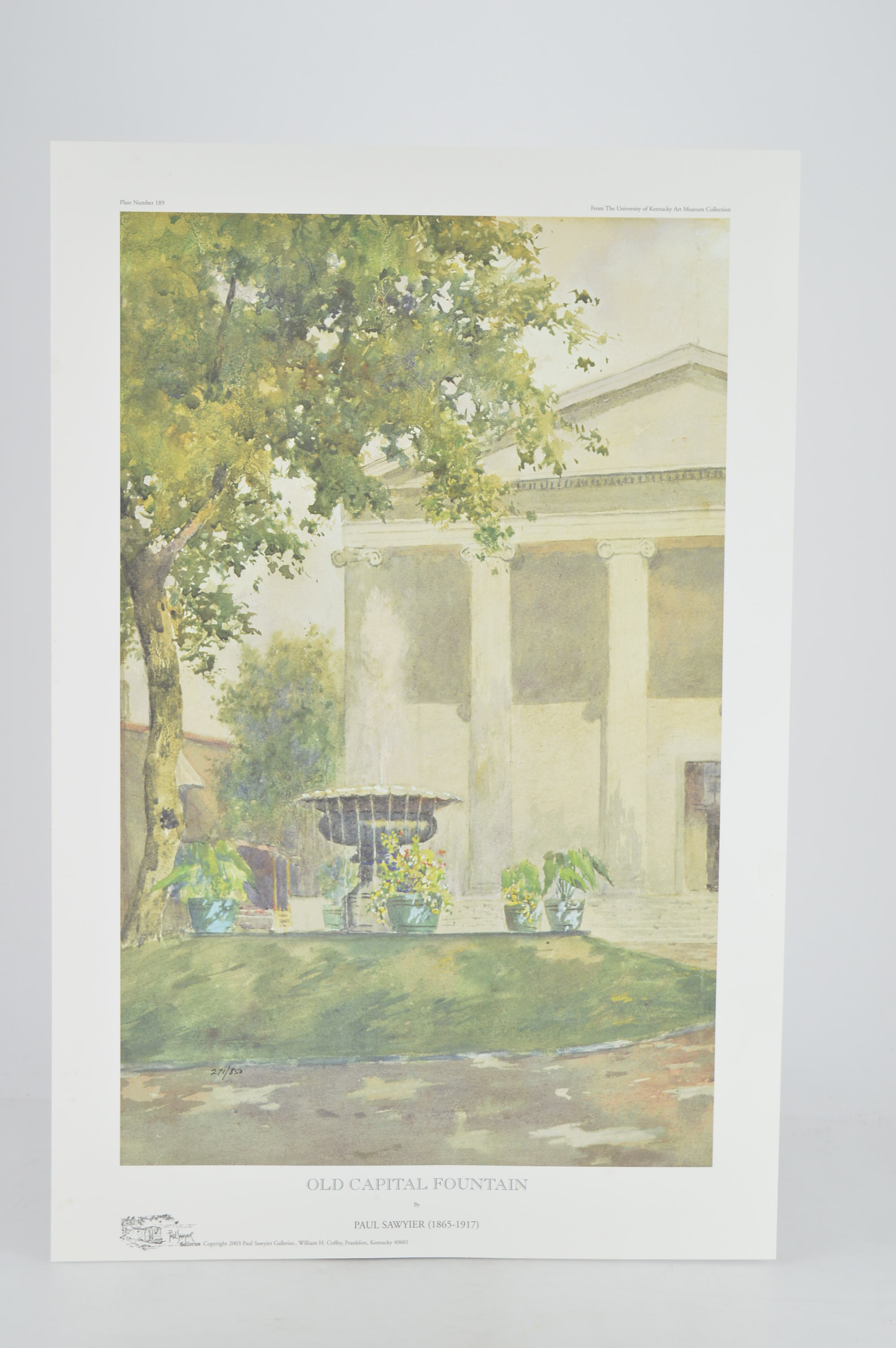 Paul Sawyier Limited Edition Prints "The Fountain," and "Old Capital Fountain"