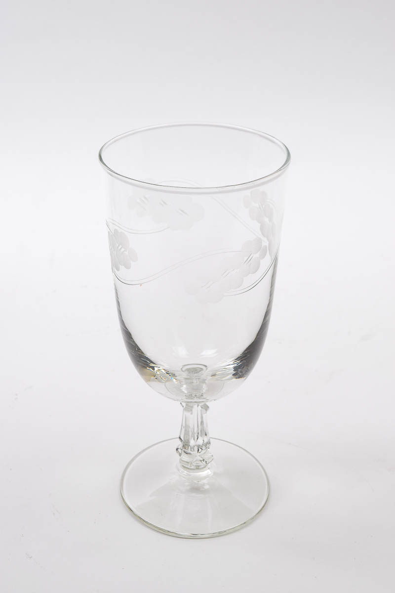 Etched Grapevine Wine Goblets