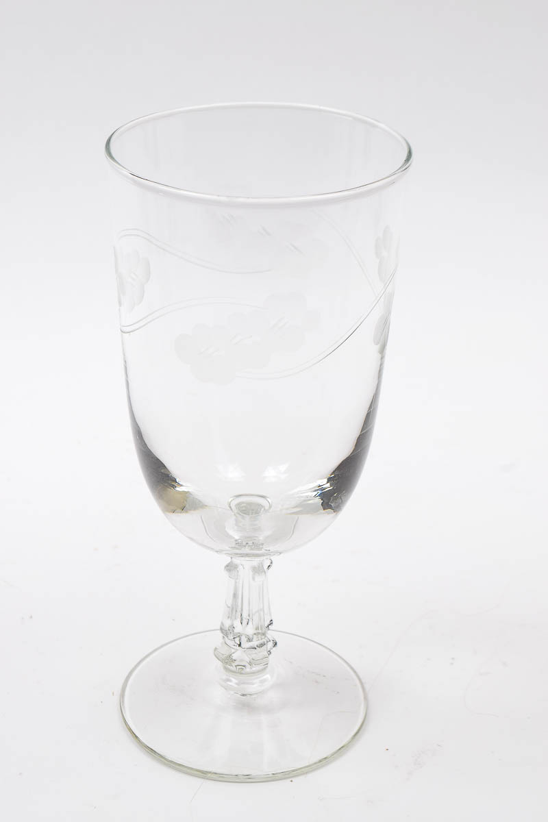 Etched Grapevine Wine Goblets