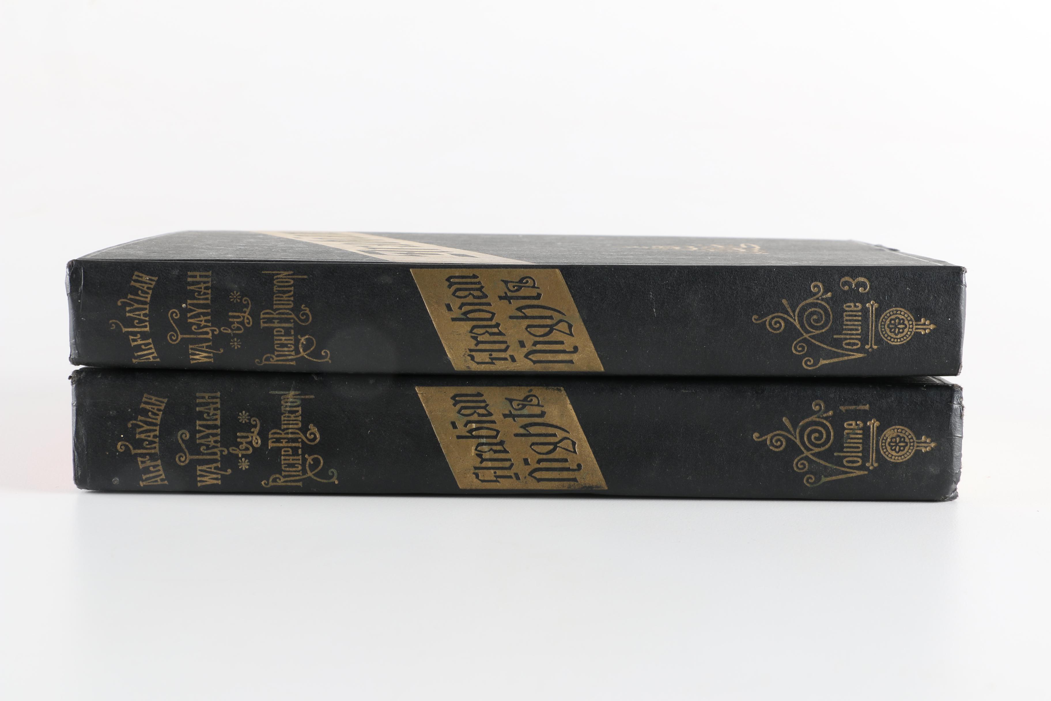 Circa 1880 Volumes One and Three of Richard Burton's "Arabian Nights" Translation