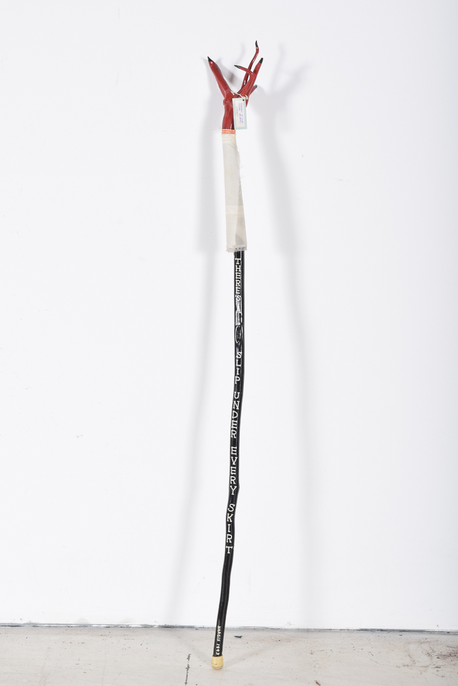 Gary Lawton Hargis Outsider Art Walking Stick "There's A Slip Under Every Skirt"