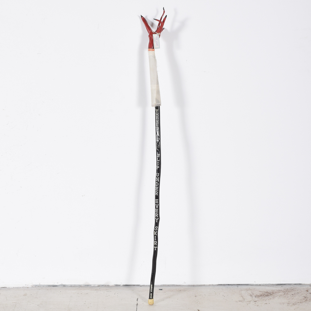 Gary Lawton Hargis Outsider Art Walking Stick "There's A Slip Under Every Skirt"