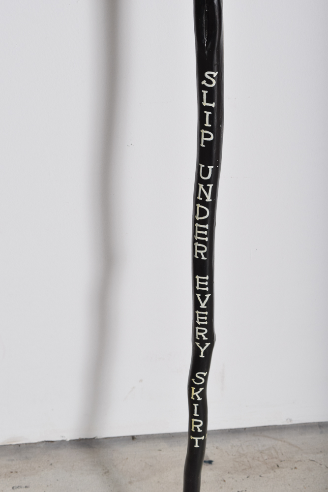 Gary Lawton Hargis Outsider Art Walking Stick "There's A Slip Under Every Skirt"