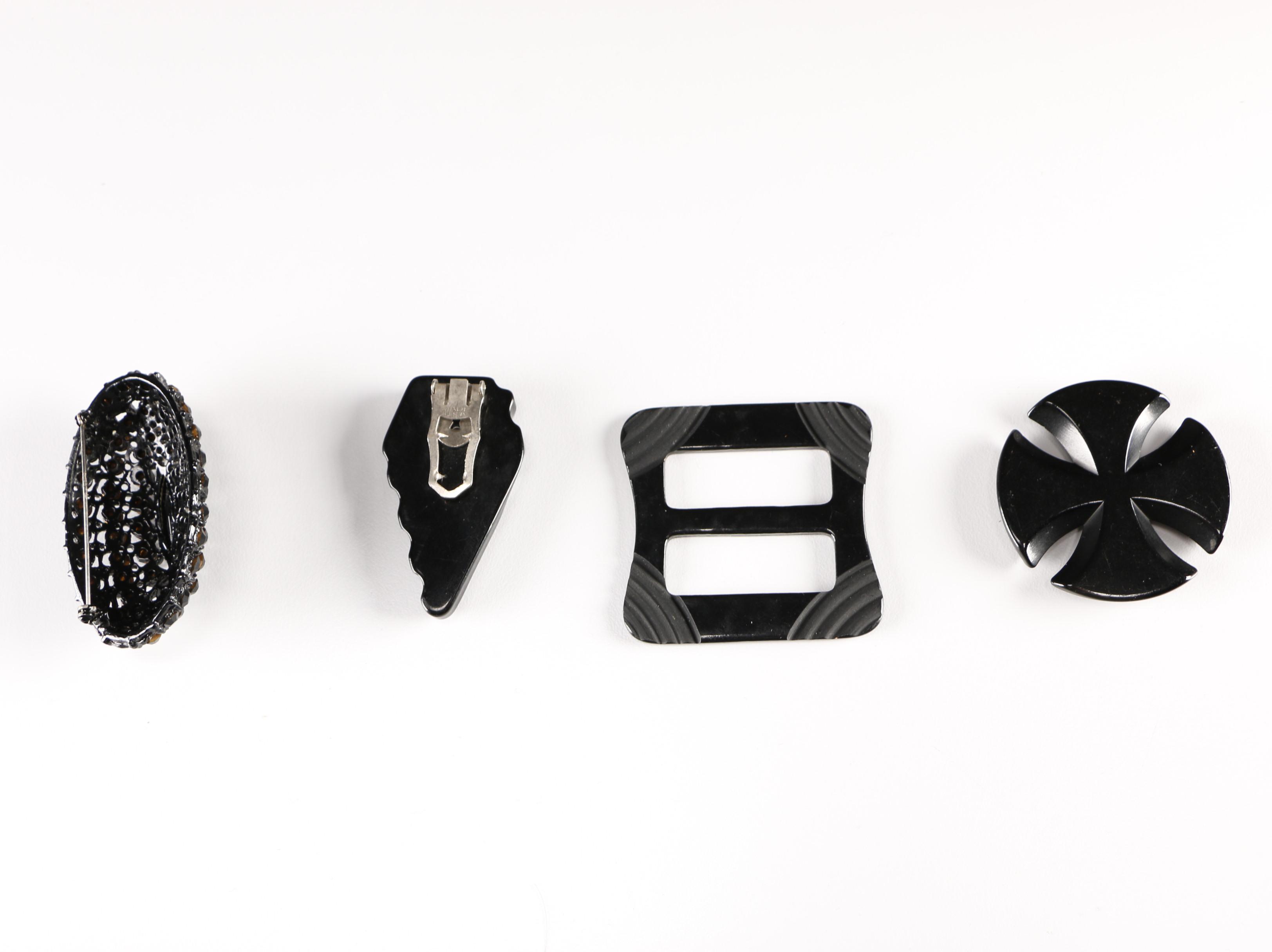 Assortment of Black Costume Jewelry