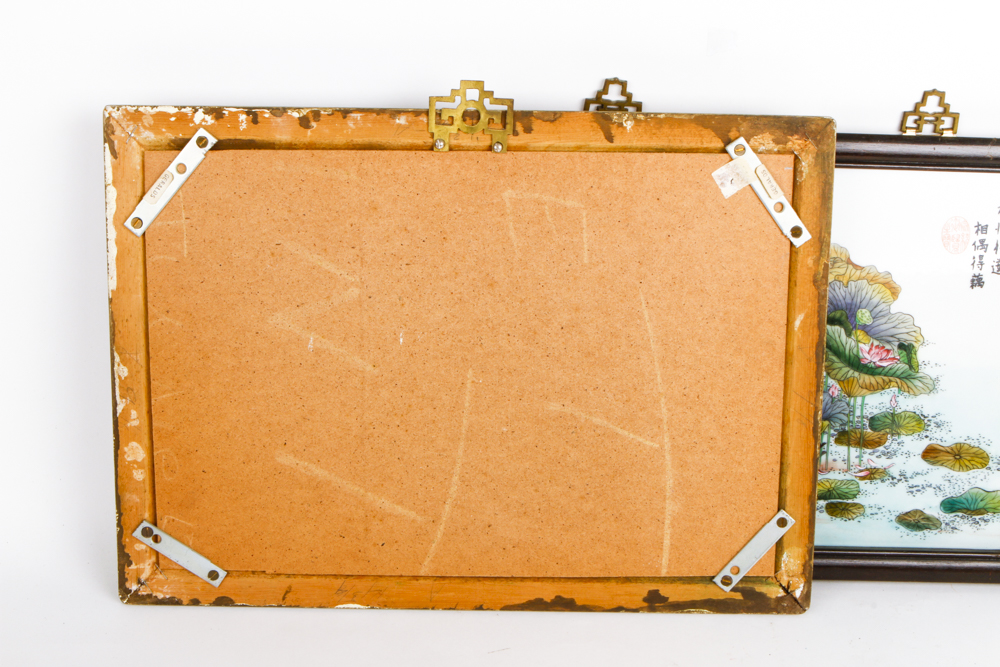 Collection of Chinese Paintings on Porcelain Tile With Two Signed "Yu Zhu Shan"