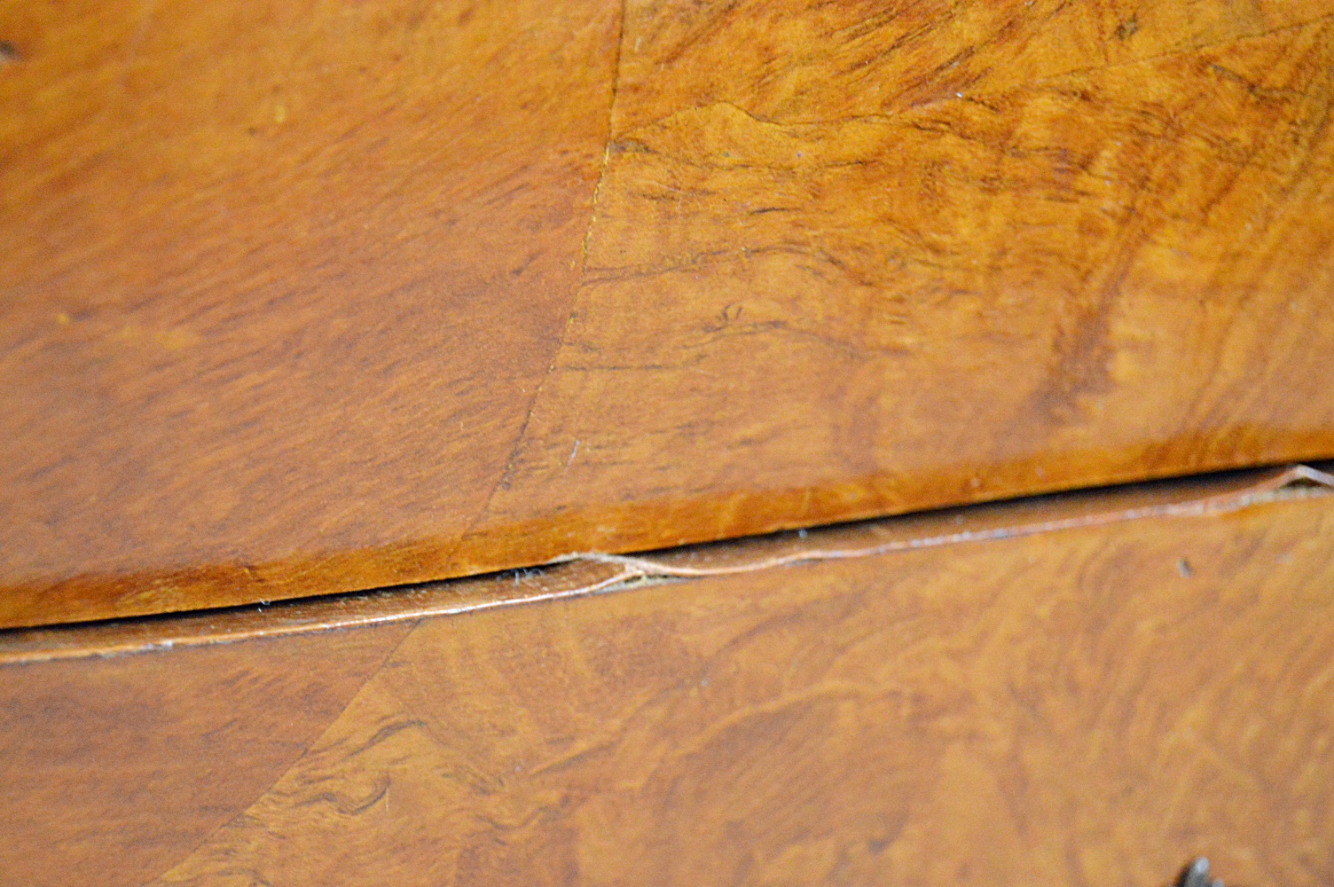 Italian Rococo Style Olive Wood Oyster Veneer Bombe Chest