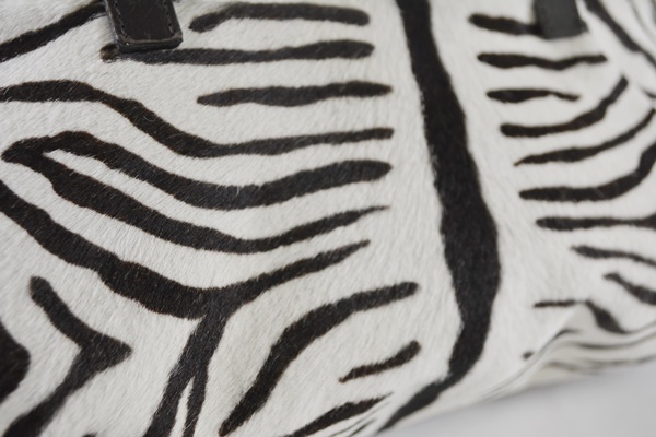 Prada Calf Hair Brown Ecru Zebra Leather Handbag