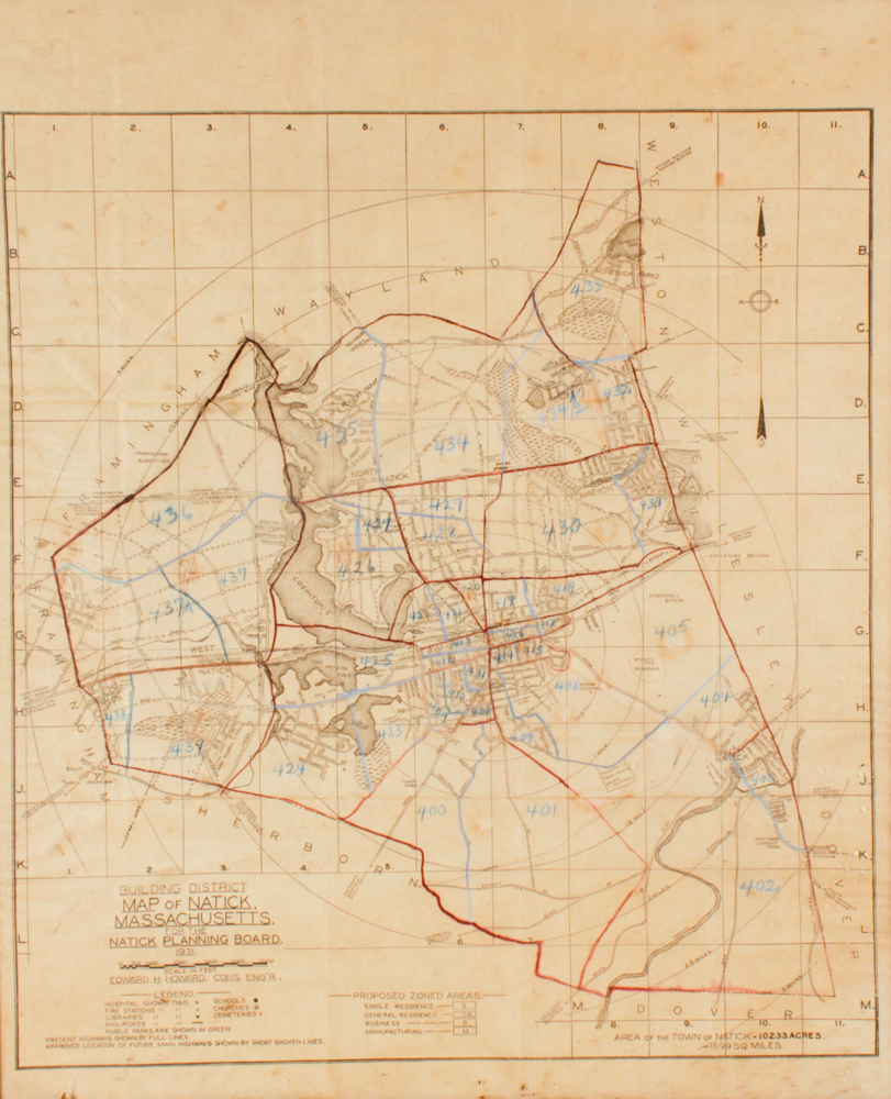1931 Natick Zoning Area Map