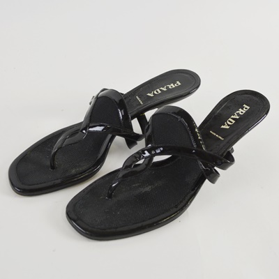 Prada Black Slip-On Sandals