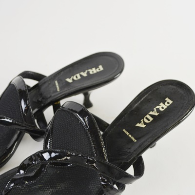Prada Black Slip-On Sandals
