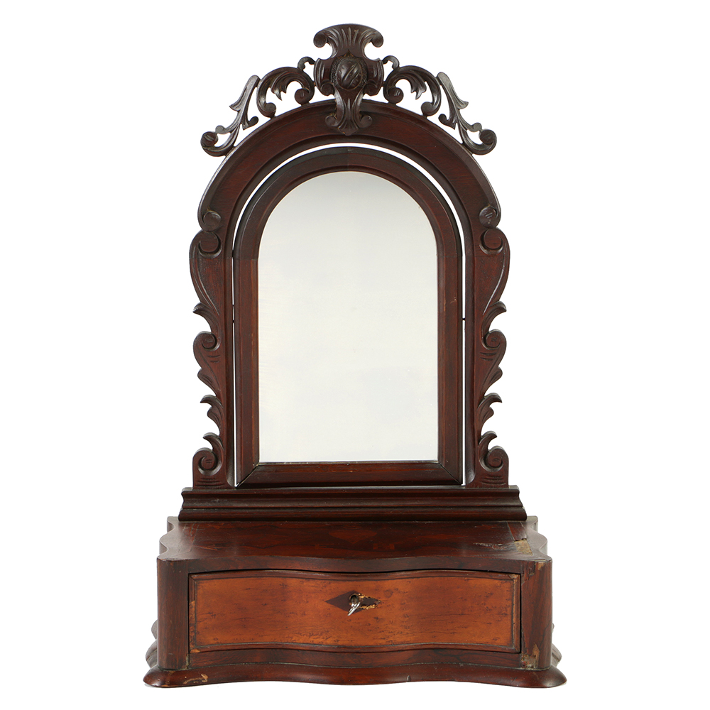 Antique Women's Dresser Mirror with Inlay Initials "SEH"