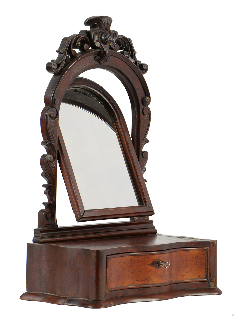 Antique Women's Dresser Mirror with Inlay Initials "SEH"