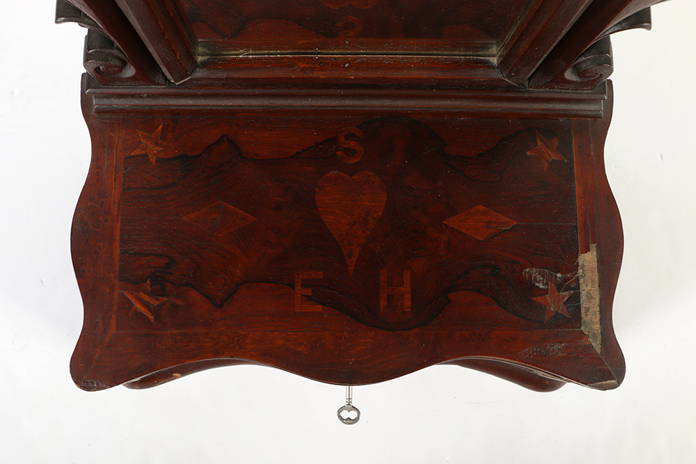 Antique Women's Dresser Mirror with Inlay Initials "SEH"