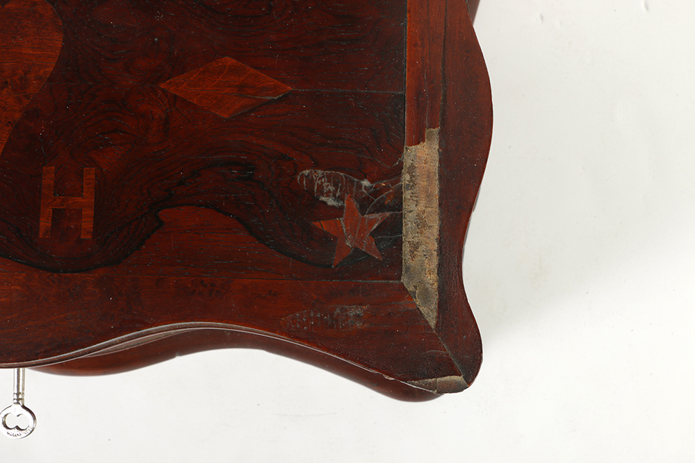 Antique Women's Dresser Mirror with Inlay Initials "SEH"